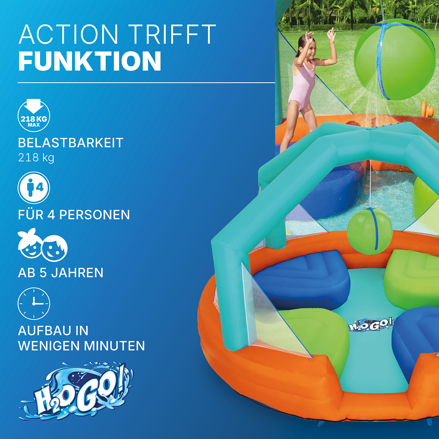 H2OGO! Wasserpark Dodge & Drench mit Dauergebläse 450 x 450 x 268 cm