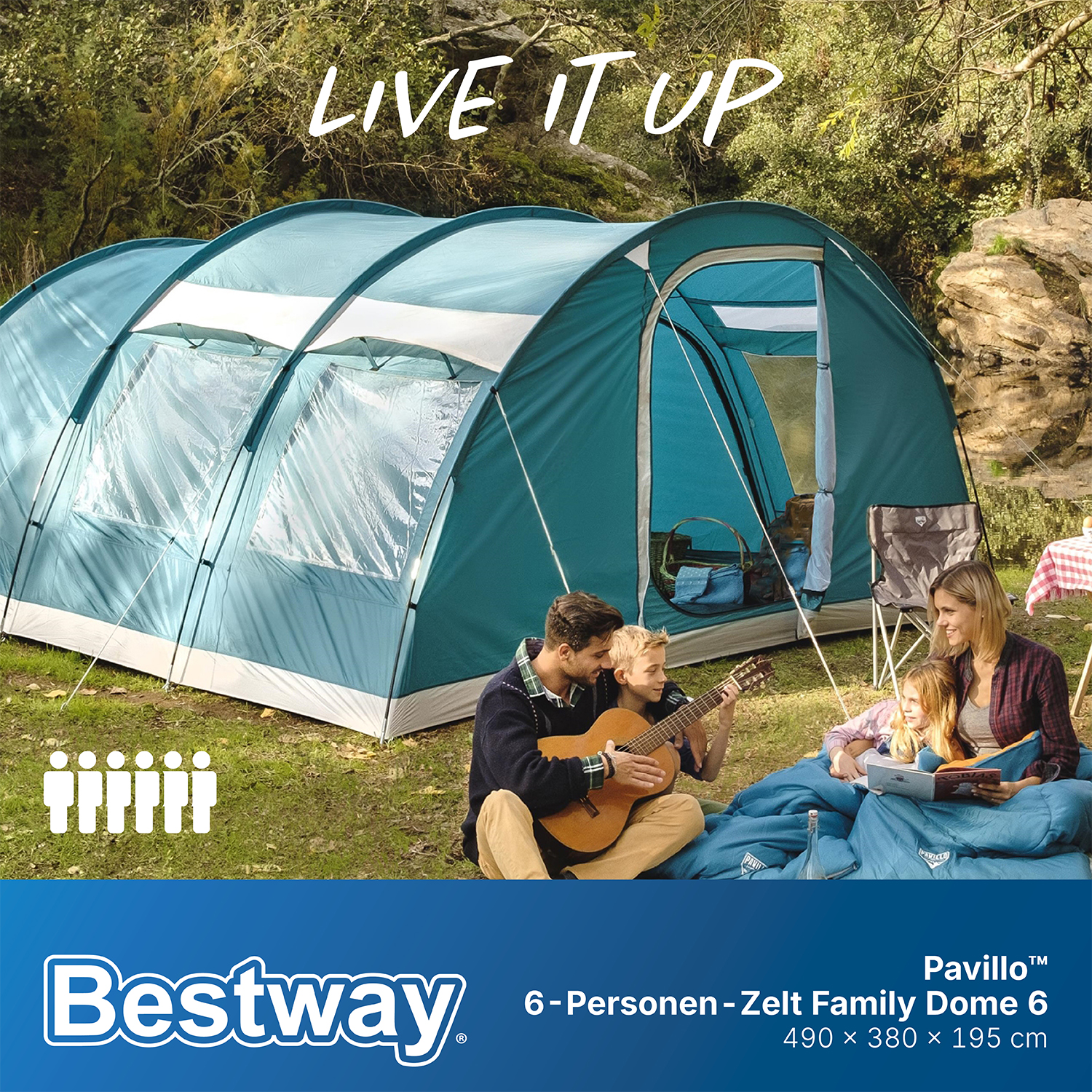 Pavillo™ 16'1"x12'6"x6'5"/4.9mx3.80mx1.95m Family Dome 6 Tent