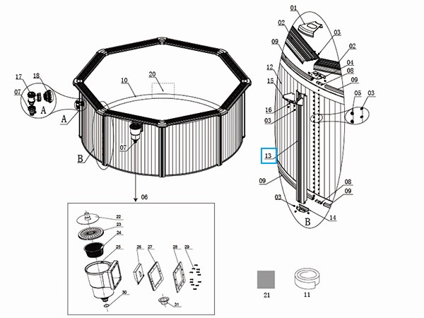 Bestway® Spare Part Vertical Support for various Hydrium™ steel wall pools, round & oval