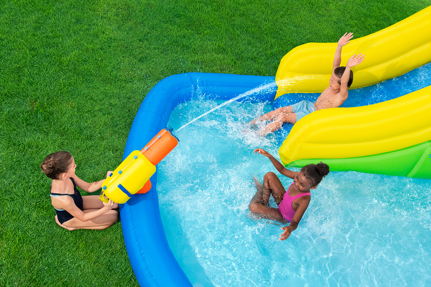 H2OGO!® Mega-Wasserpark Wasserberg mit Dauergebläse 435 x 286 x 267 cm H2OGO!® Mega-Wasserpark Wasserberg mit Dauergebläse 435 x 286 x 267 cm