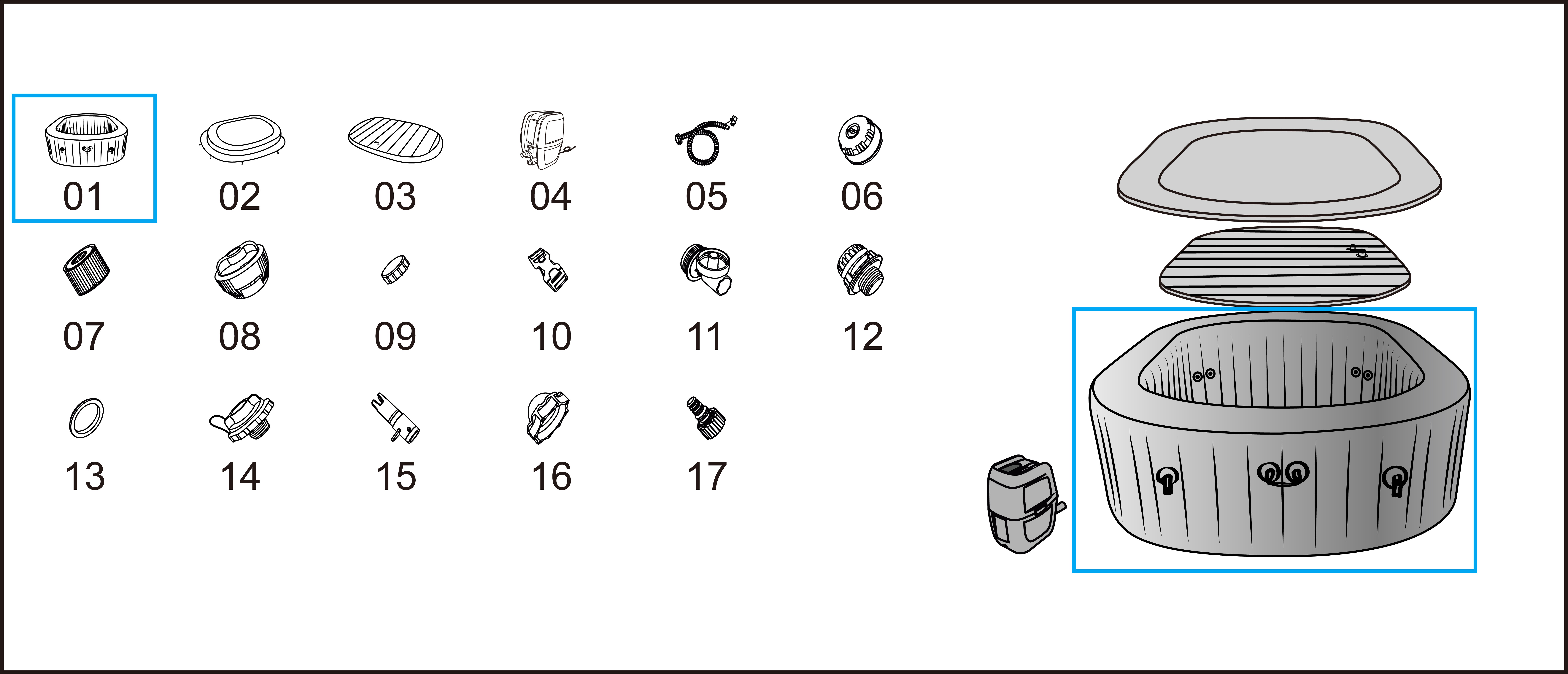 Bestway® Spare Part Liner wood optics (grey) for LAY-Z-SPA® Mauritius 270 x 180 x 71 cm (2023), oval Bestway® Spare Part Liner wood optics (grey) for LAY-Z-SPA® Mauritius 270 x 180 x 71 cm (2023), oval