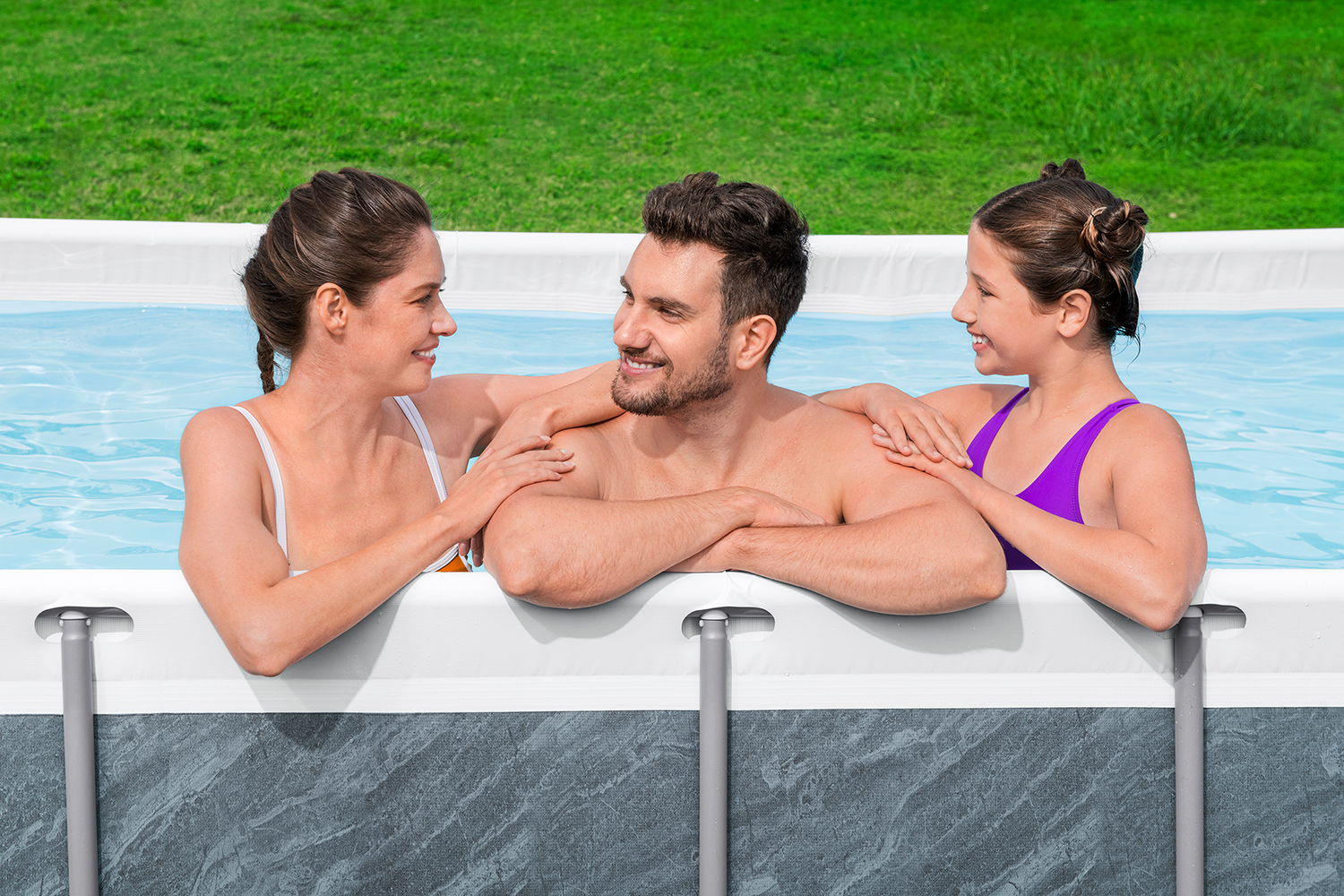 Steel Pro MAX™ Frame Pool Set mit Filterpumpe 404 x 201 x 100 cm, Marmor-Optik (Schiefergrau), eckig Steel Pro MAX™ Frame Pool Set mit Filterpumpe 404 x 201 x 100 cm, Marmor-Optik (Schiefergrau), eckig