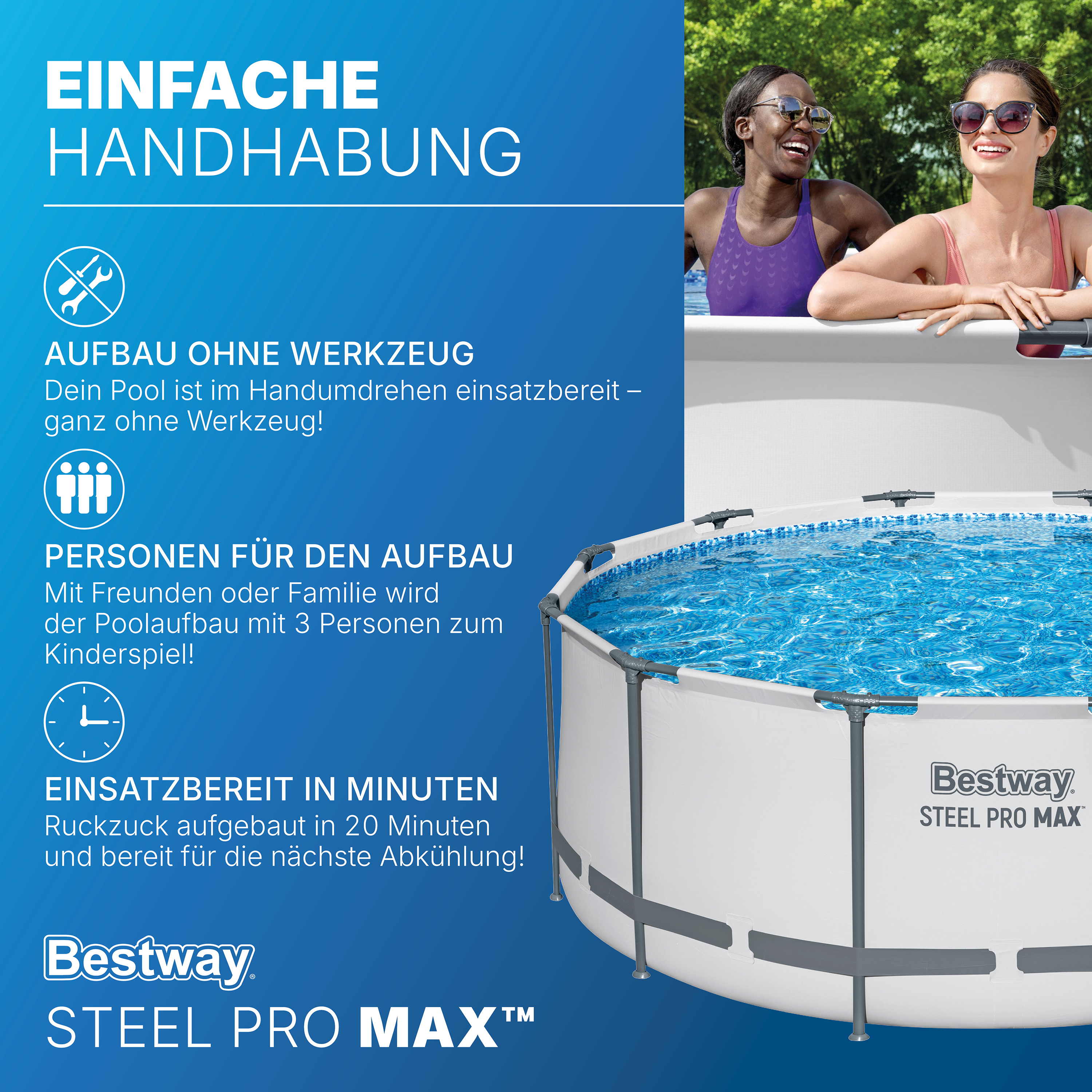 Steel Pro MAX™ Solo Pool ohne Zubehör Ø 366 x 122 cm, lichtgrau, rund