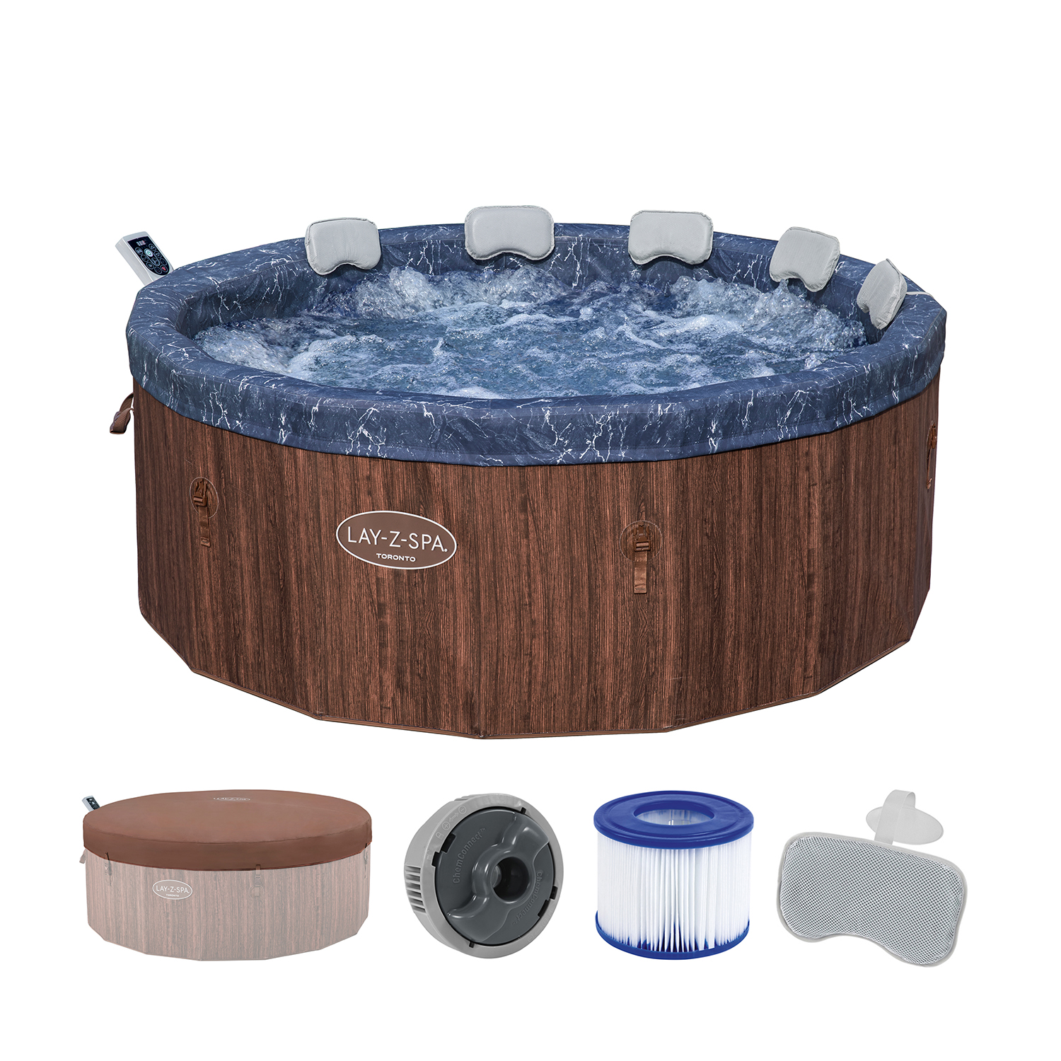 LAY-Z-SPA® Energiespar-Whirlpool Toronto AirJet™ mit Schaumstoffpaneelen & App-Steuerung, für 7 Personen Ø 190 x 70 cm