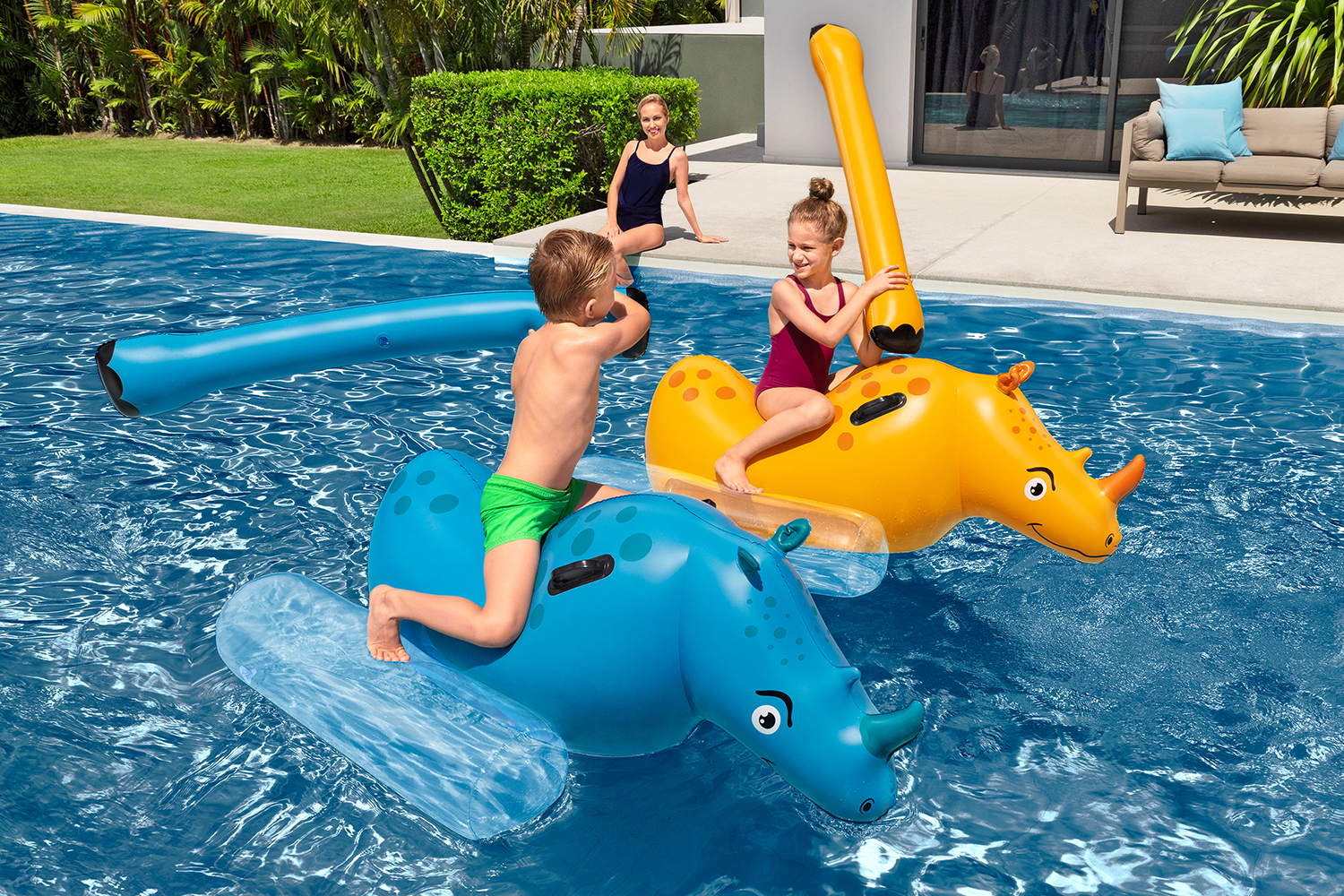 Kinder-Poolspiel Nashorn für 2 Personen 148 x 89 x 61 cm