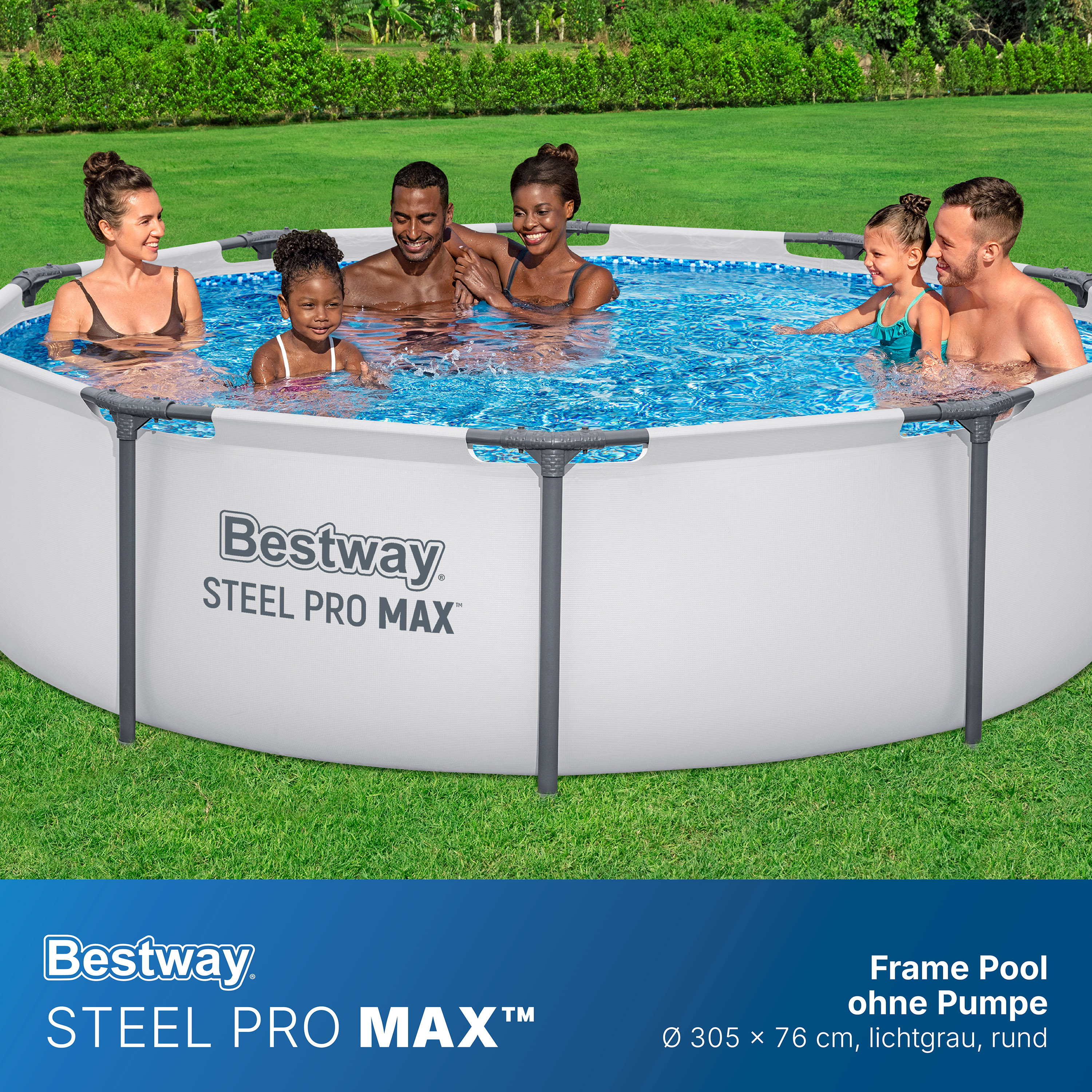 Steel Pro MAX™ Frame Pool ohne Pumpe Ø 305 x 76 cm, lichtgrau, rund