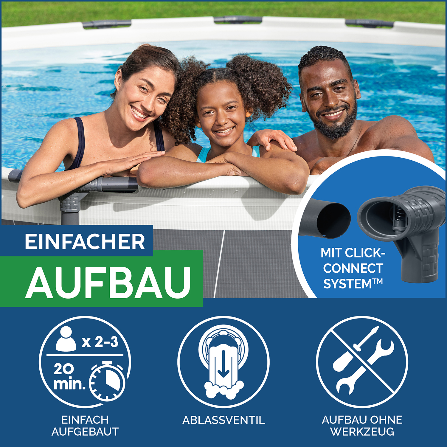 Steel Pro MAX™ Frame Pool Komplett-Set mit Filterpumpe Ø 457 x 107 cm, LED-Design, rund