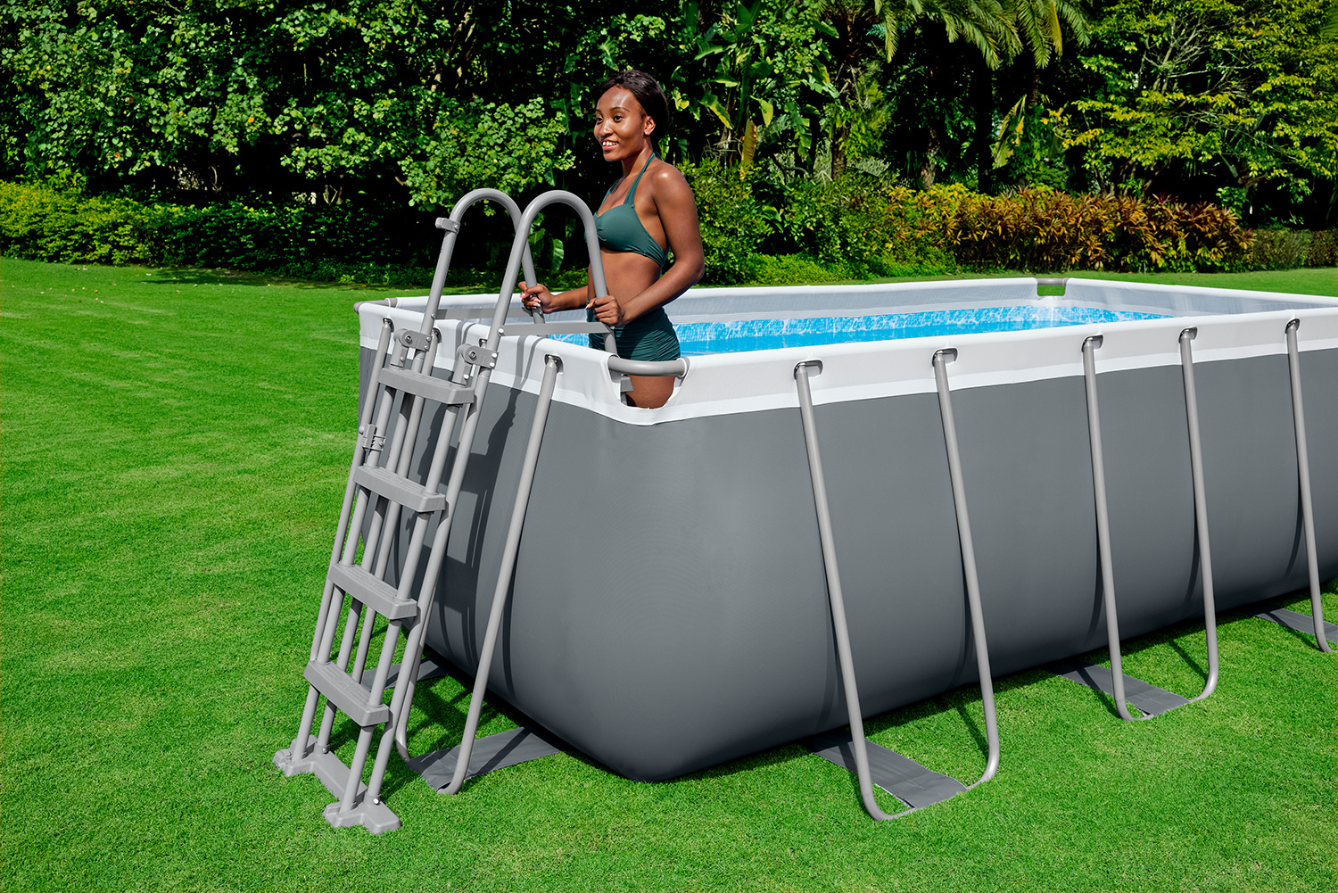 Steel  Pro MAX™ Frame Pool Komplett-Set mit Filterpumpe 549 x 274 x 122 cm, grau, eckig
