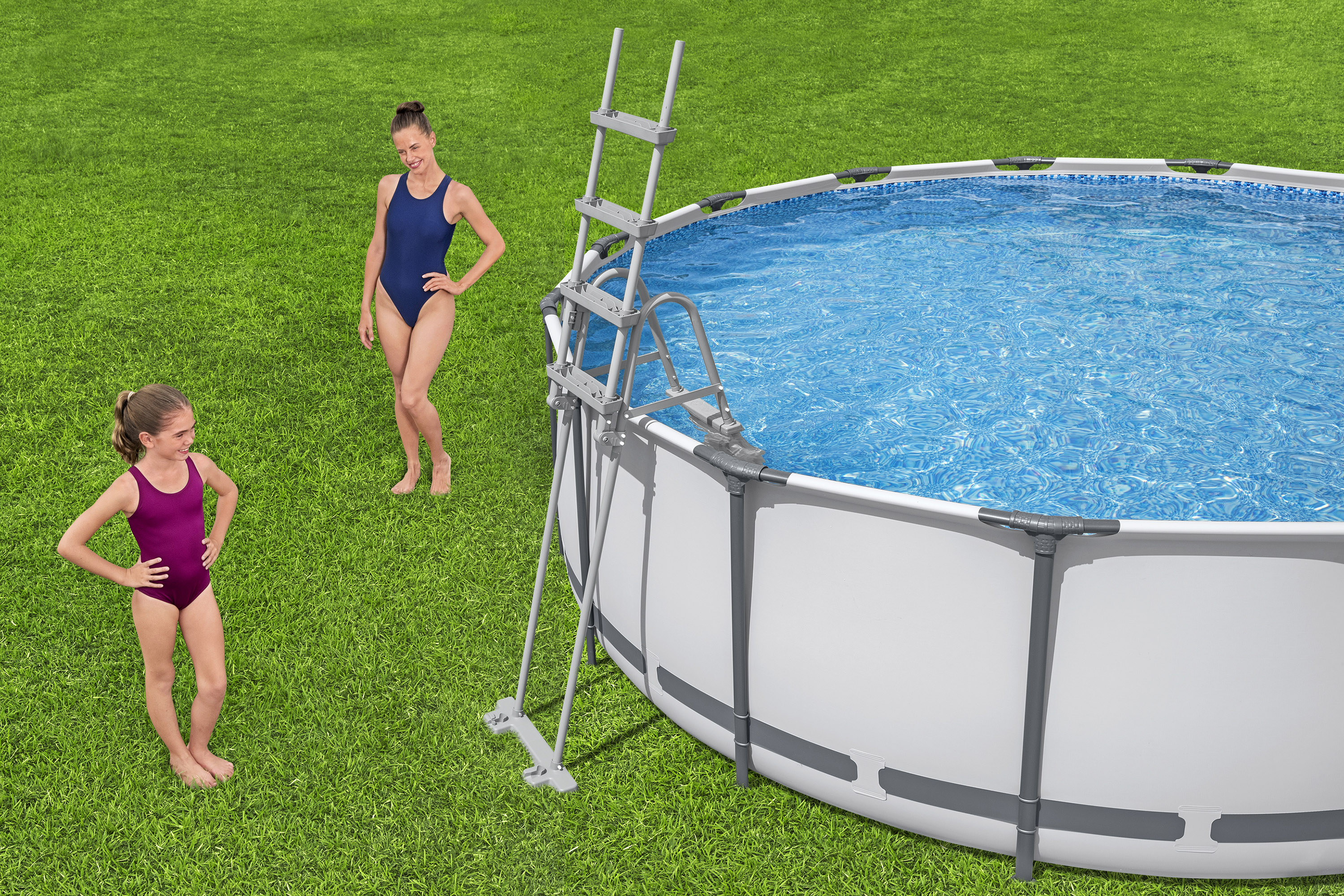 Steel Pro MAX™ Frame Pool Komplett Set mit Filterpumpe Ø 427 x 122 cm, lichtgrau, rund