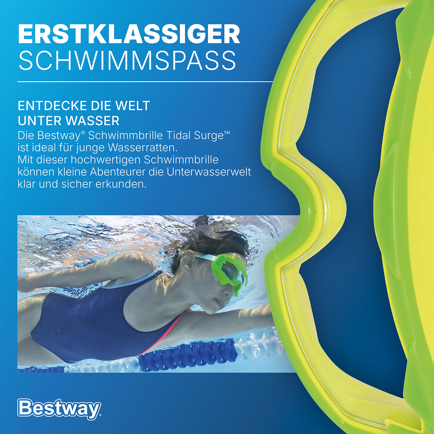Schwimmbrille Tidal Surge™ ab 7 Jahren, Grün