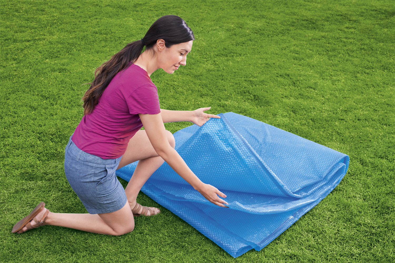 PE-Solarabdeckplane Ø 417 cm, blau, rund