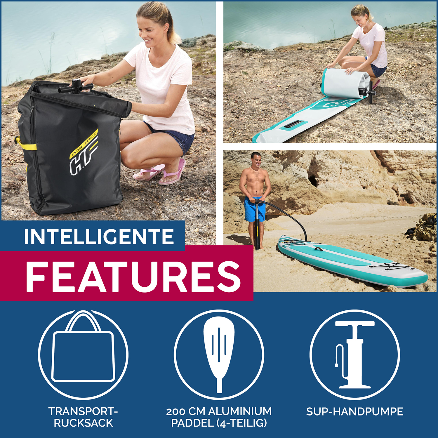 Hydro-Force™ SUP Touring Board-Set Aqua Glider™ 322 x 79 x 12 cm