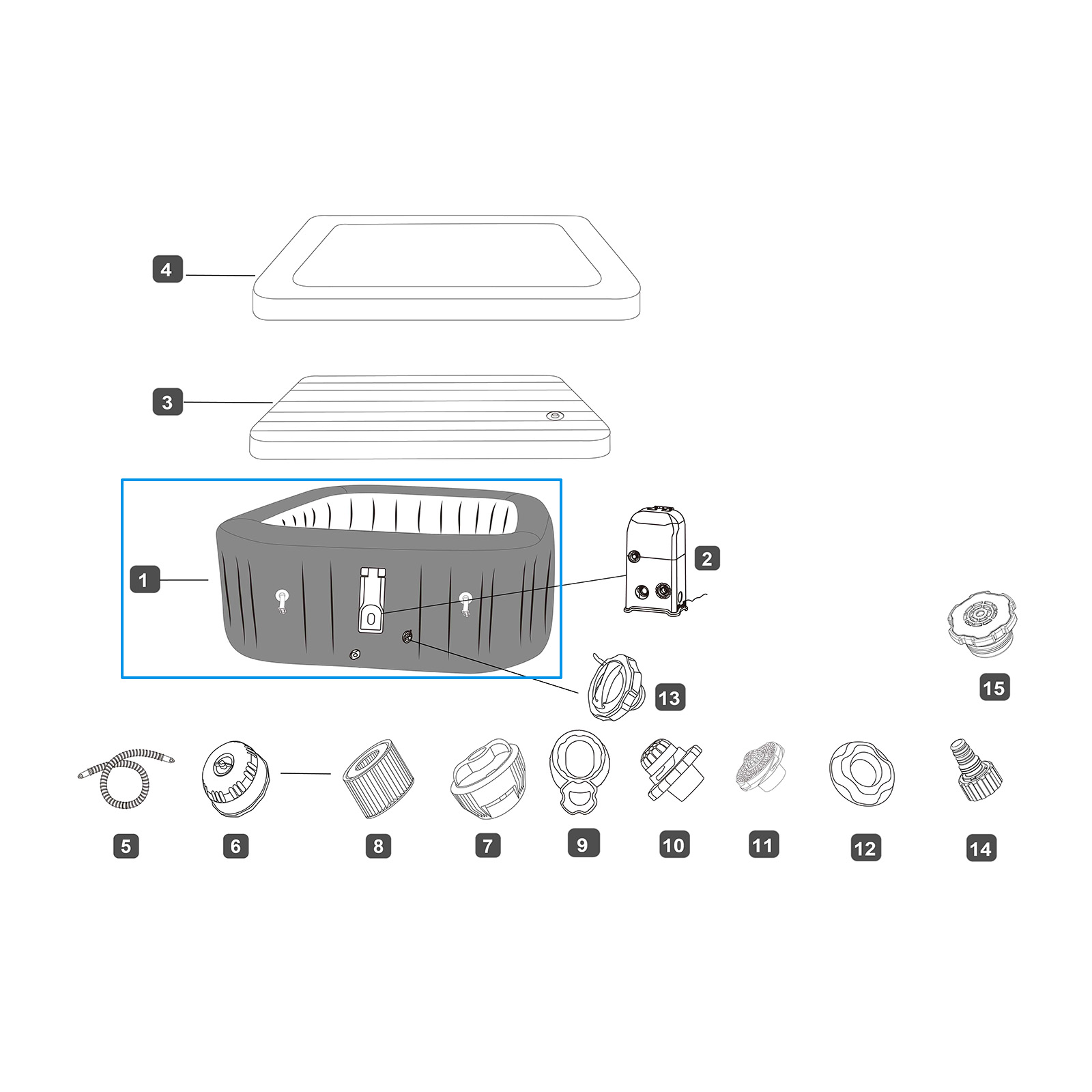 Bestway® Ersatzteil Liner (blau) für LAY-Z-SPA® Hawaii Smart AirJet™ Energiespar-Whirlpool