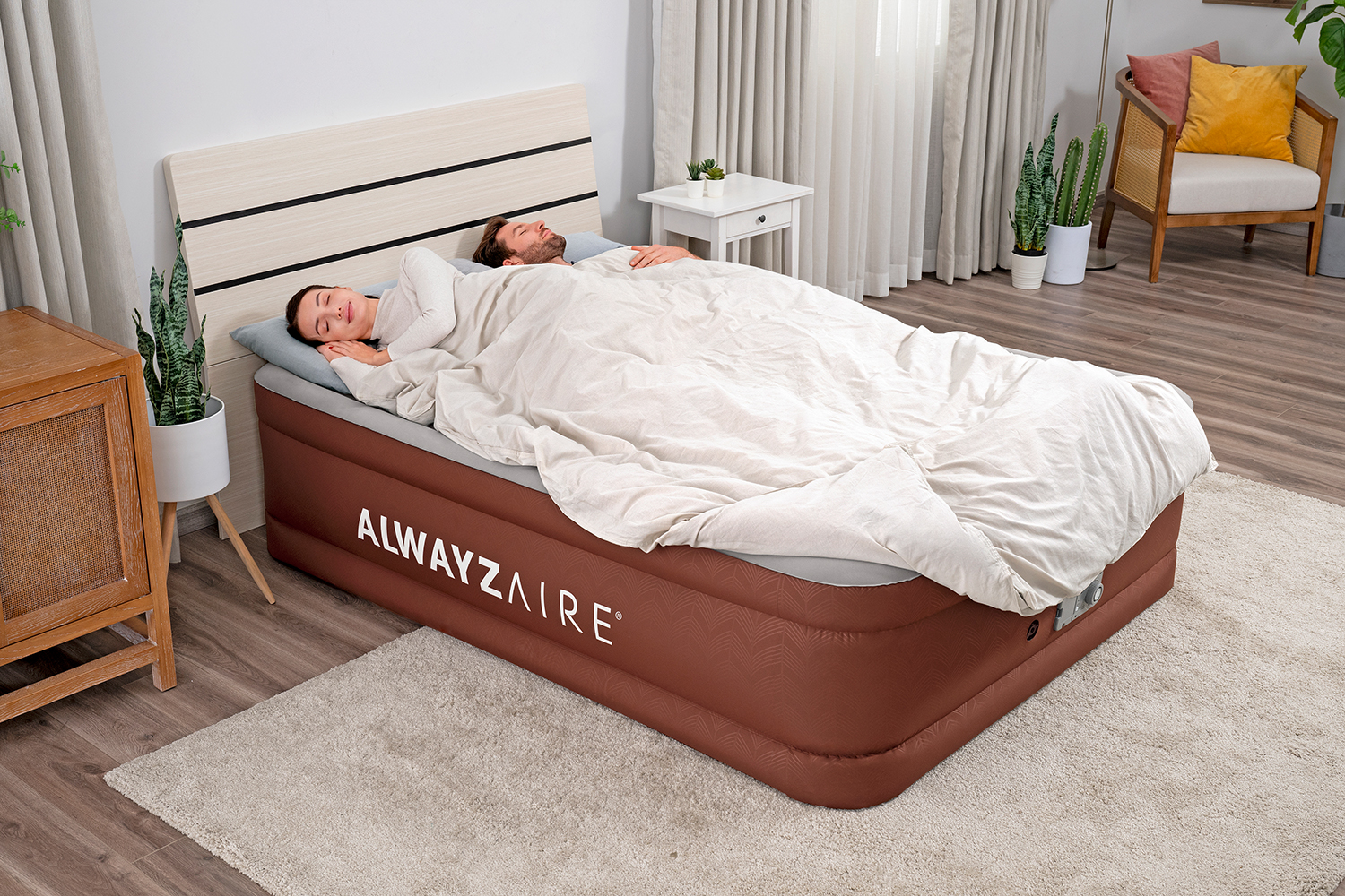 AlwayzAire® Fortech® Doppelluftbett mit integrierter Comfort Choice+™ Doppelpumpe 203 x 152 x 51 cm AlwayzAire® Fortech® Doppelluftbett mit integrierter Comfort Choice+™ Doppelpumpe 203 x 152 x 51 cm