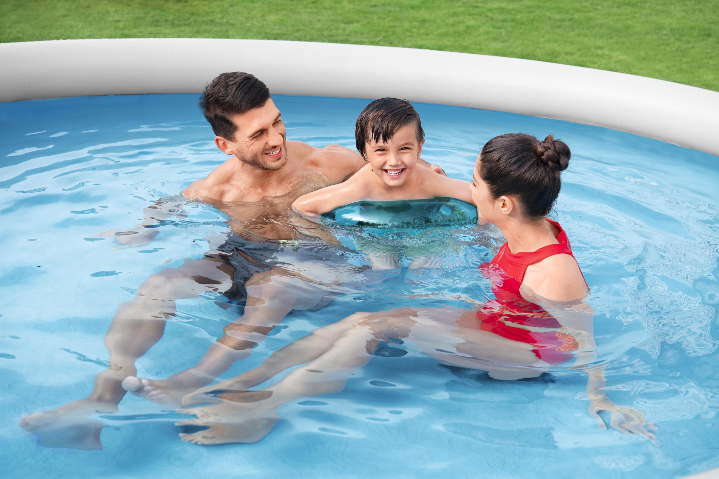 Fast Set™ Aufstellpool-Set mit Filterpumpe Ø 366 x 76 cm, Rattan-Optik (Schiefergrau), rund