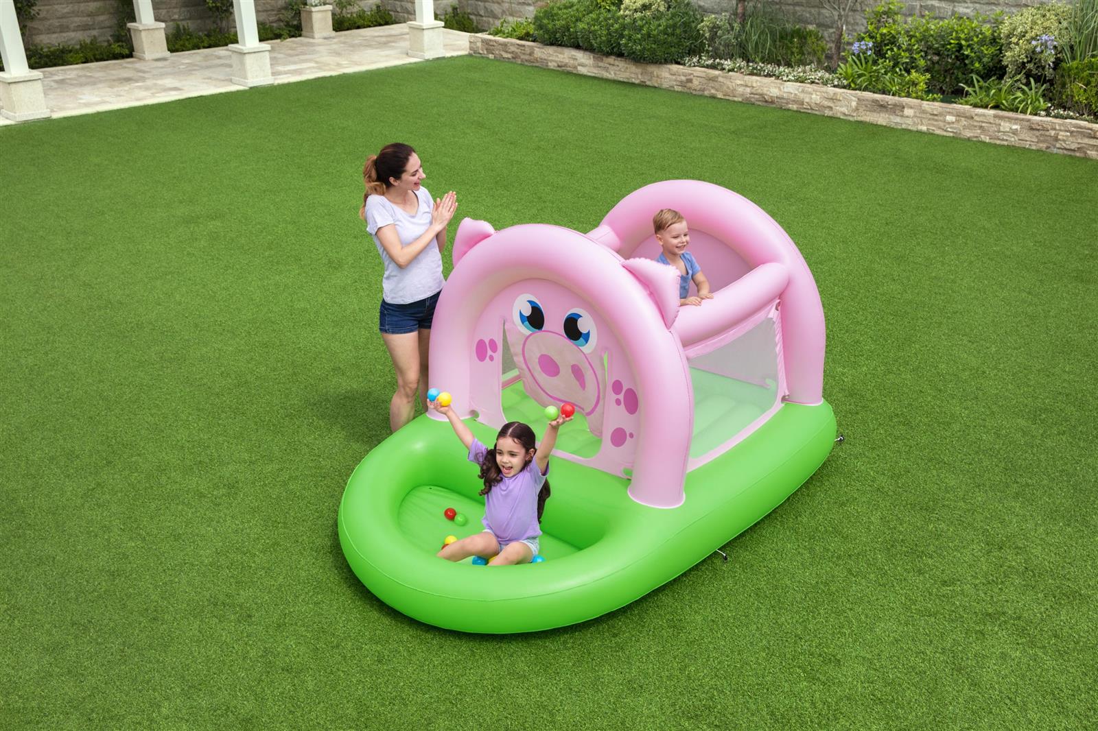 Up, In & Over™ 7'10" x 64" x 54"/2.39m x 1.62m x 1.37m Oinkster Pig Bouncer and Ball Pit