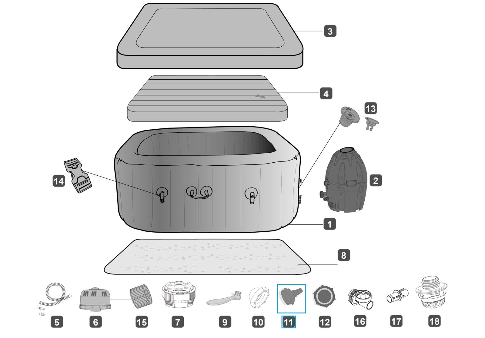 Bestway® Spare Part Drain Valve Adapter for LAY-Z-SPA® DropStitch™ whirlpools