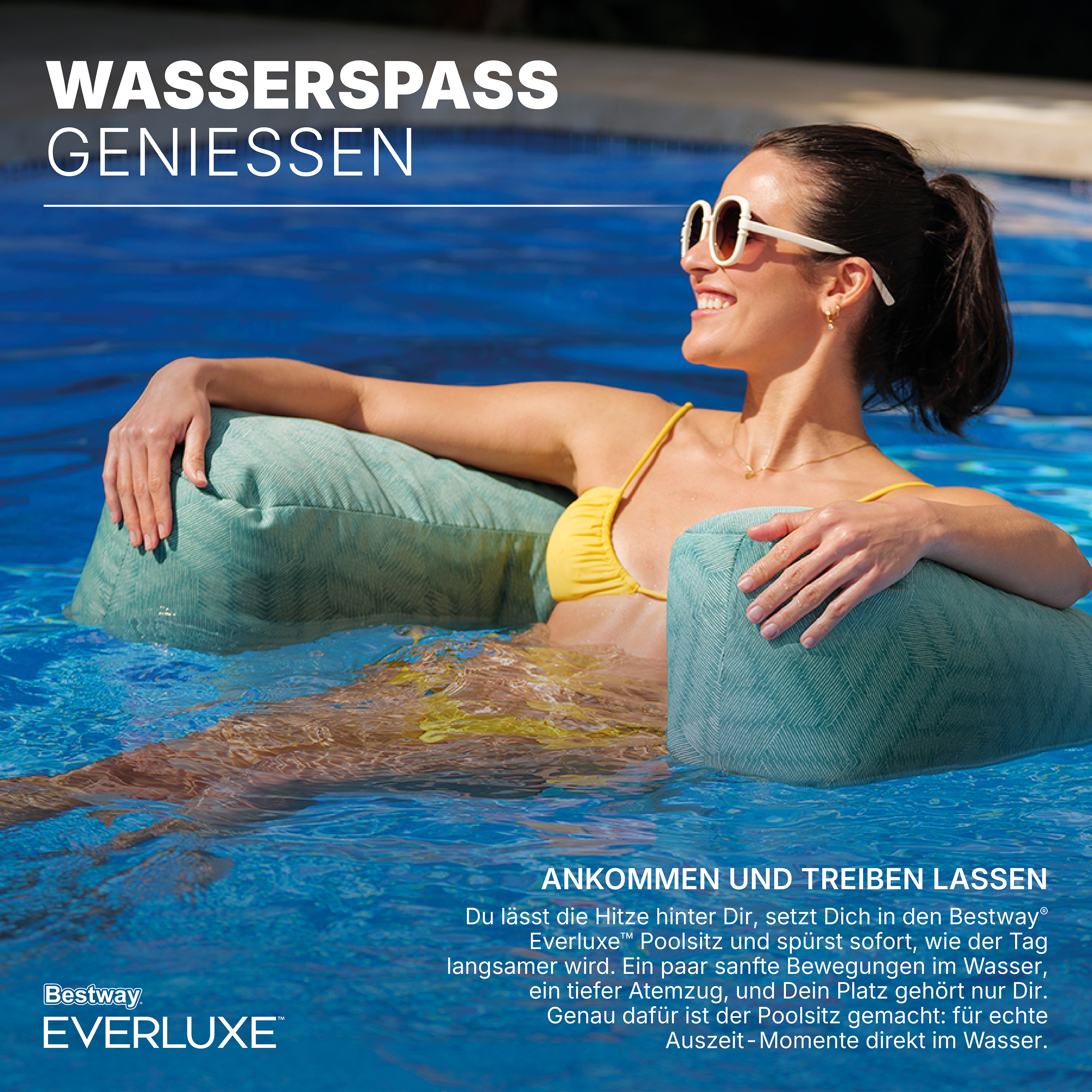 Everluxe™ Poolsitz mit Textiloberfläche und EPS-Perlen-Füllung 92 x 66 x 20 cm