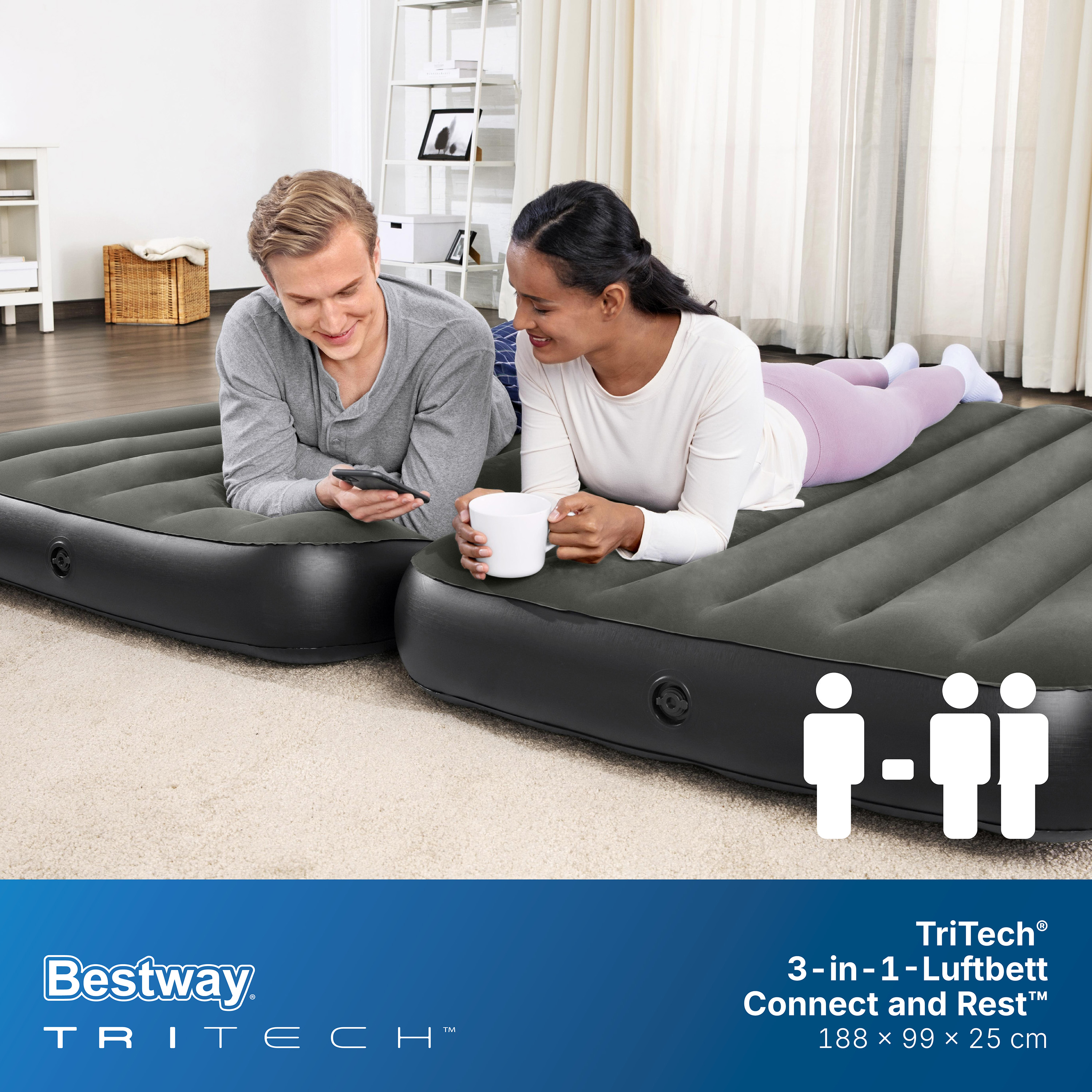 TriTech® 3-in-1-Luftbett Connect and Rest™ 188 x 99 x 25 cm
