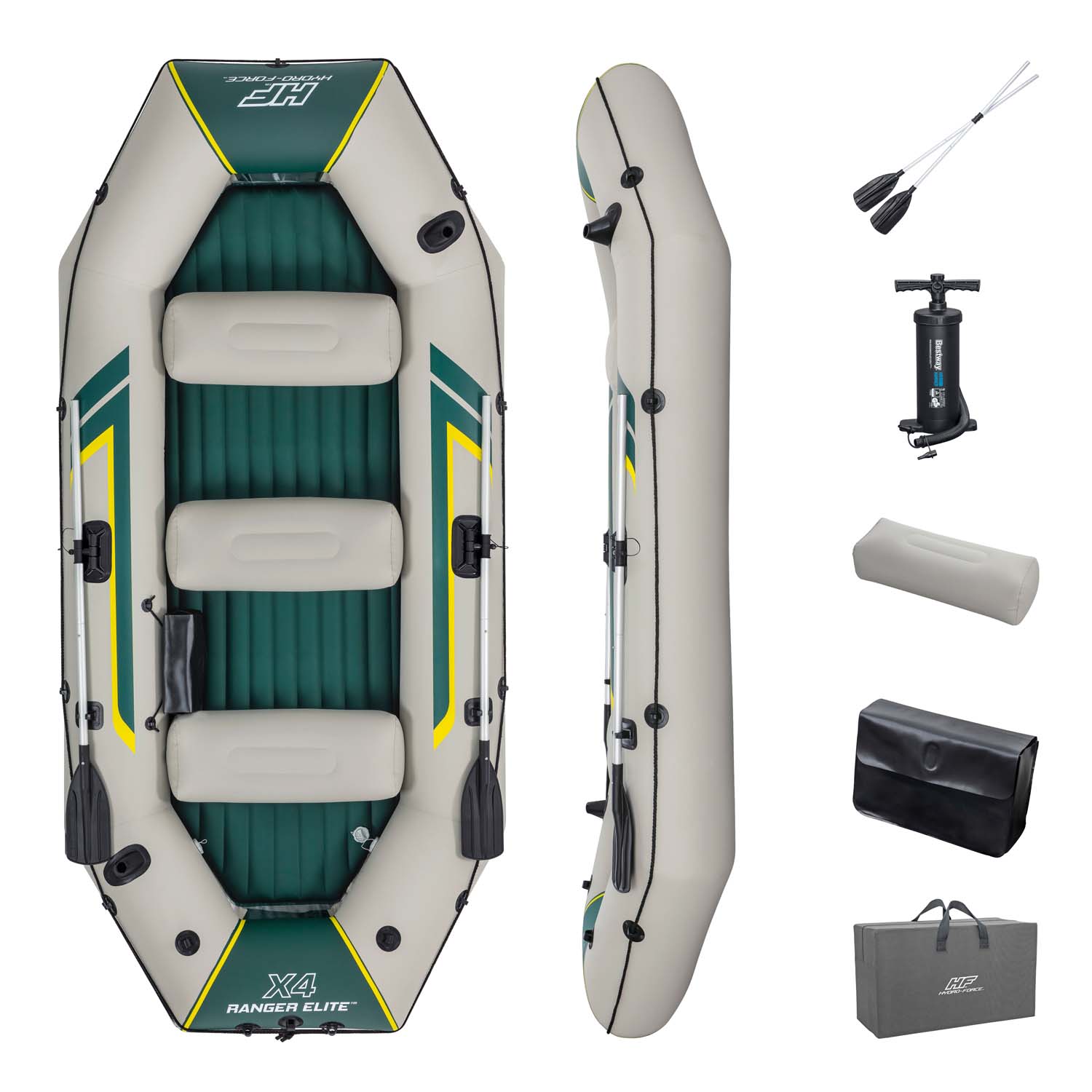 Hydro-Force™ Schlauchboot Komplett-Set Ranger Elite™ X4 320 x 148 x 47 cm