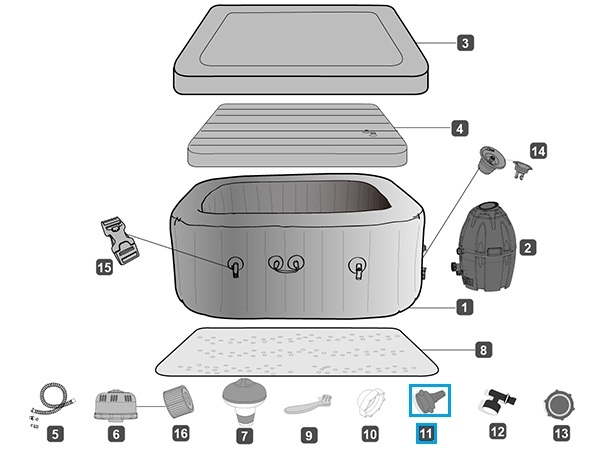 Bestway® Spare Part Drain valve adapter for  LAY-Z-SPA® Whirlpools (until 2020 | EU only)