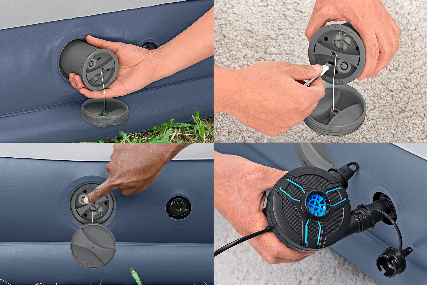 TriTech™ Doppelluftbett mit mobiler, akkubetriebener Elektropumpe 203 x 152 x 36 cm TriTech™ Doppelluftbett mit mobiler, akkubetriebener Elektropumpe 203 x 152 x 36 cm