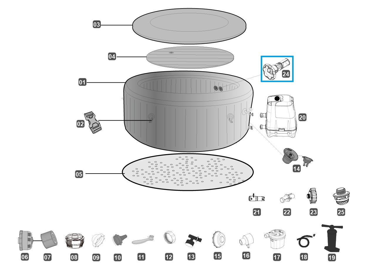 Bestway® Spare Part Nozzles set (4 pieces) for HydroJet Pro™ SPAs & Power Steel™ ComfortJet™ pools