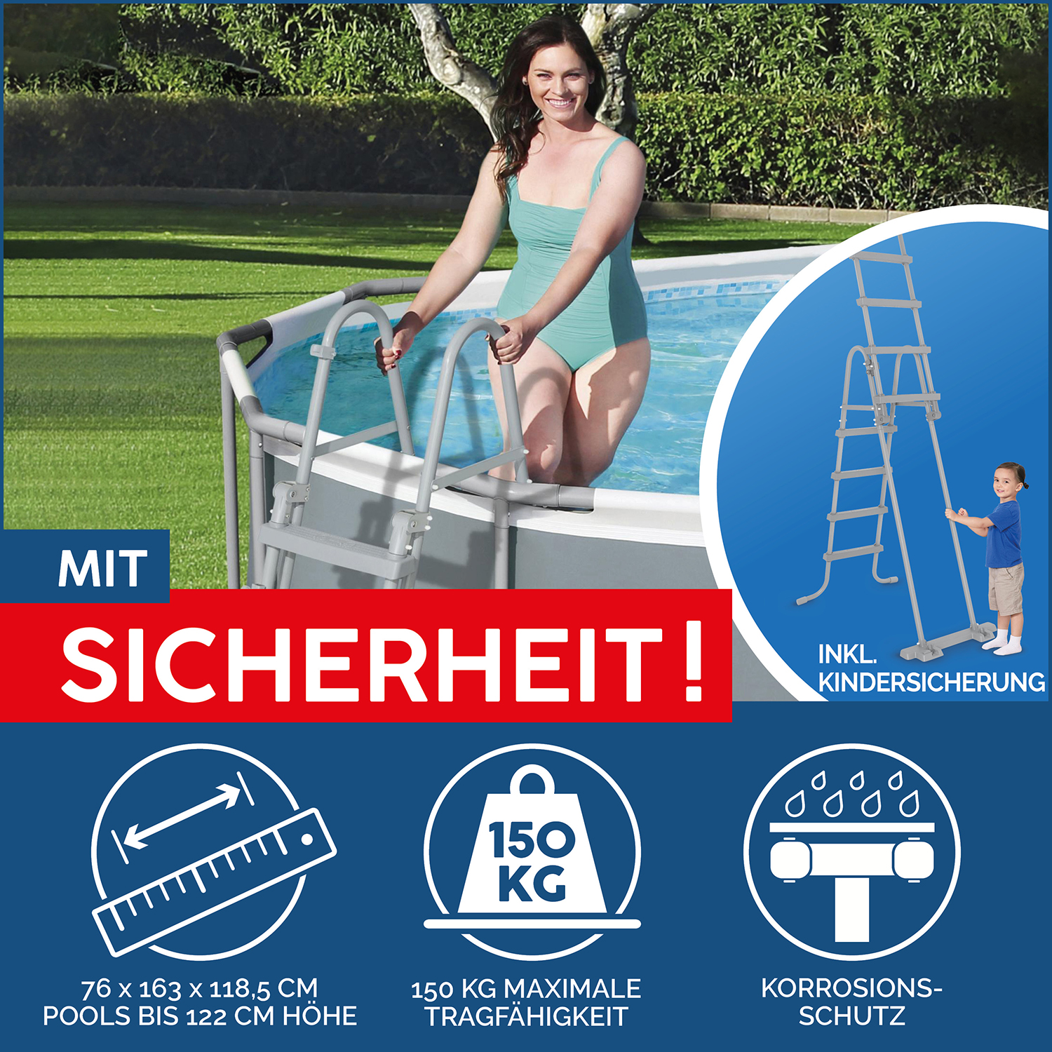 Power Steel™ Frame Pool Komplett Set mit Filterpumpe 549 x 274 x 122 cm, grau, oval