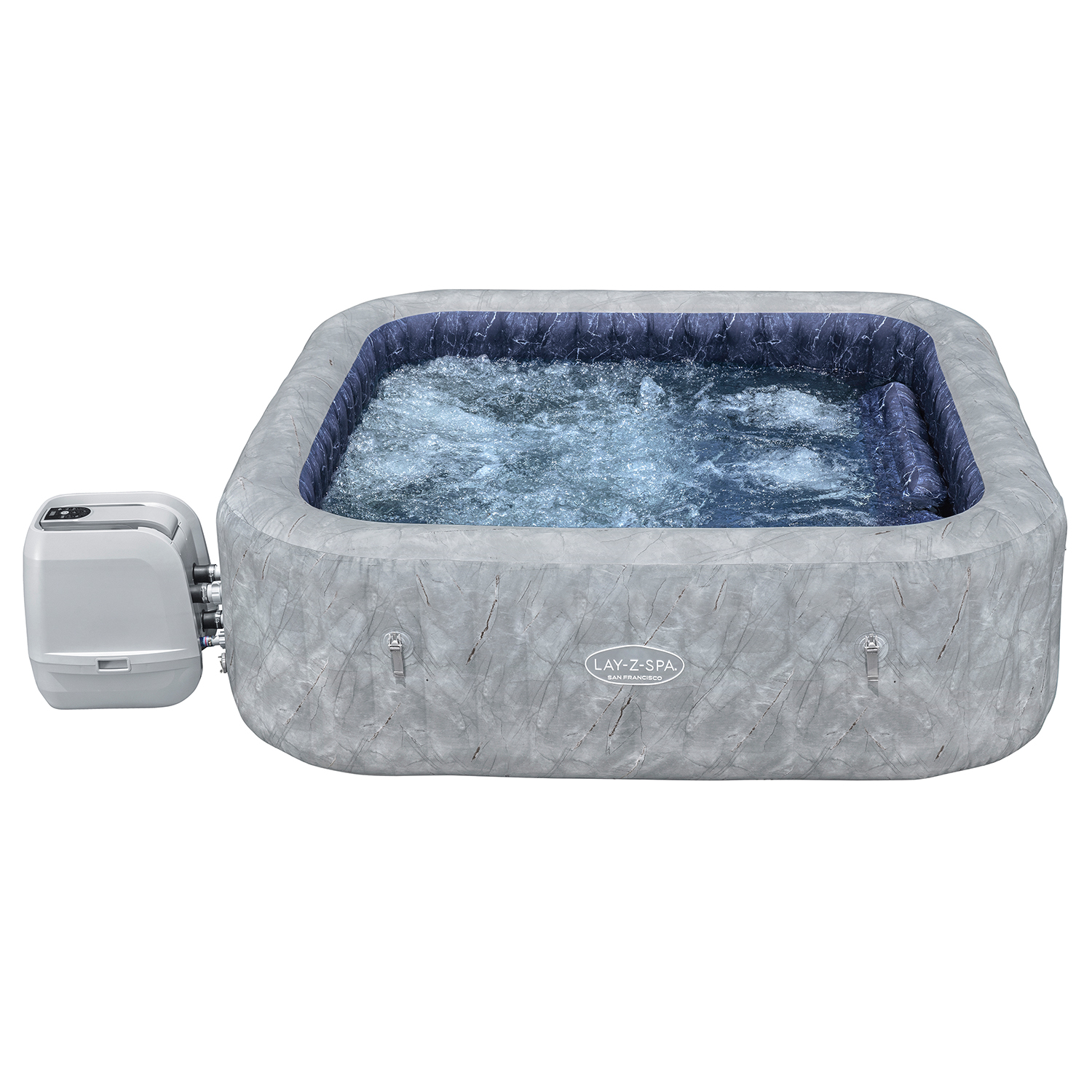 LAY-Z-SPA® Energiespar Whirlpool San Francisco HydroJet Pro™ mit App-Steuerung, für 7 Personen 230 x 230 x 71 cm, Marmor-Optik (Samtgrau)