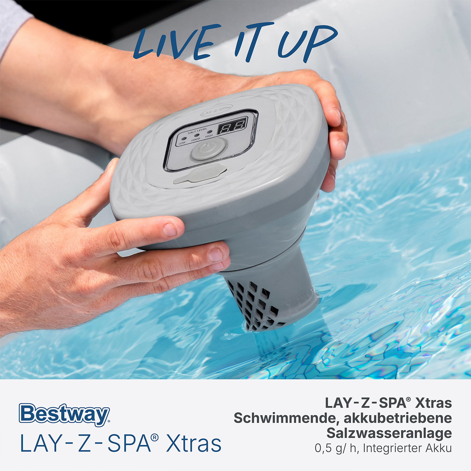 LAY-Z-SPA® Xtras schwimmende, akkubetriebene Salzwasseranlage 0,5 g/ h LAY-Z-SPA® Xtras schwimmende, akkubetriebene Salzwasseranlage 0,5 g/ h