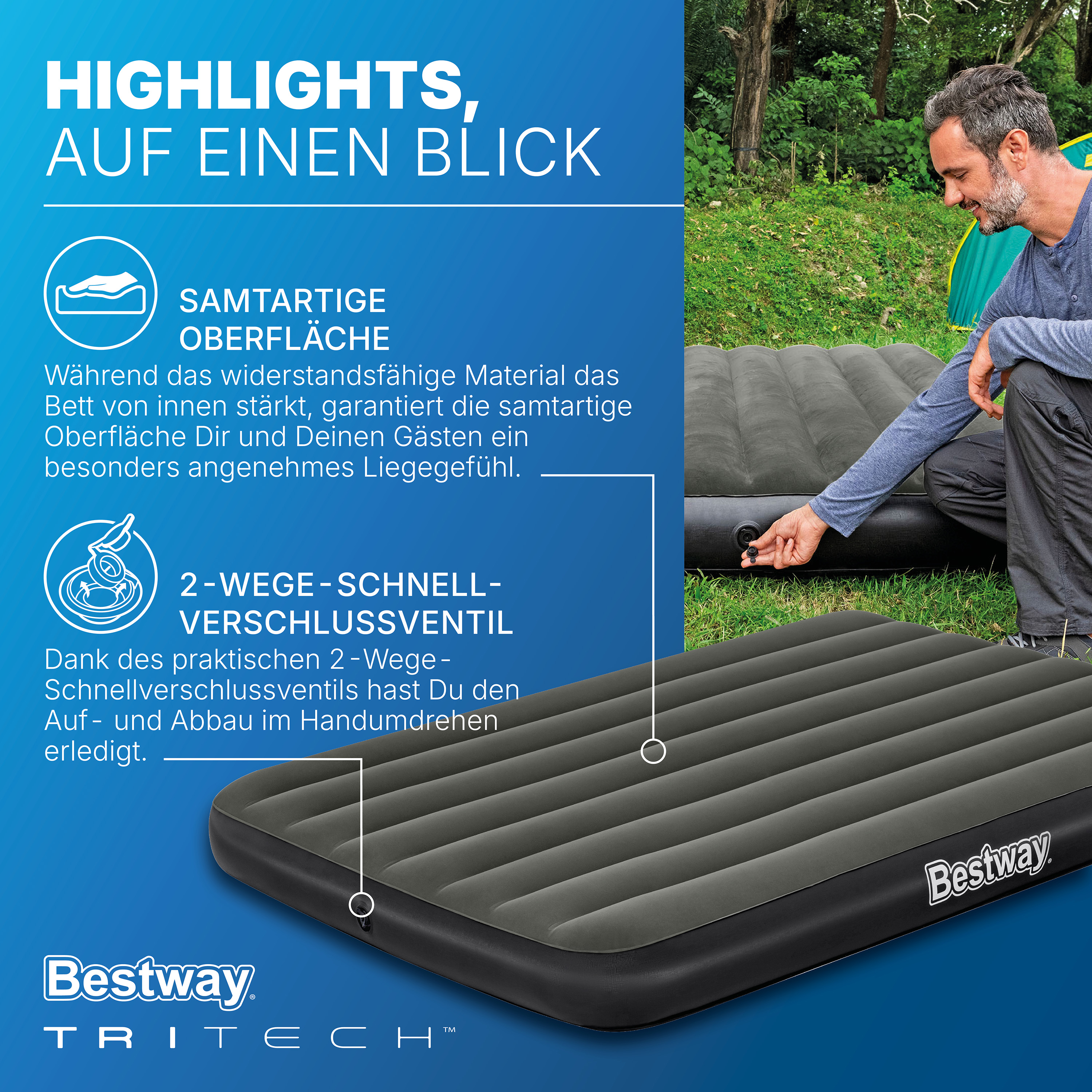 TriTech® Doppelluftbett 191 x 137 x 25 cm