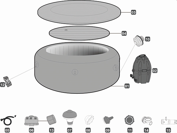 Bestway® Spare Part Water inlet/outlet nut (including screws & O-ring ) for LAY-Z-SPA® AirJet™ pump