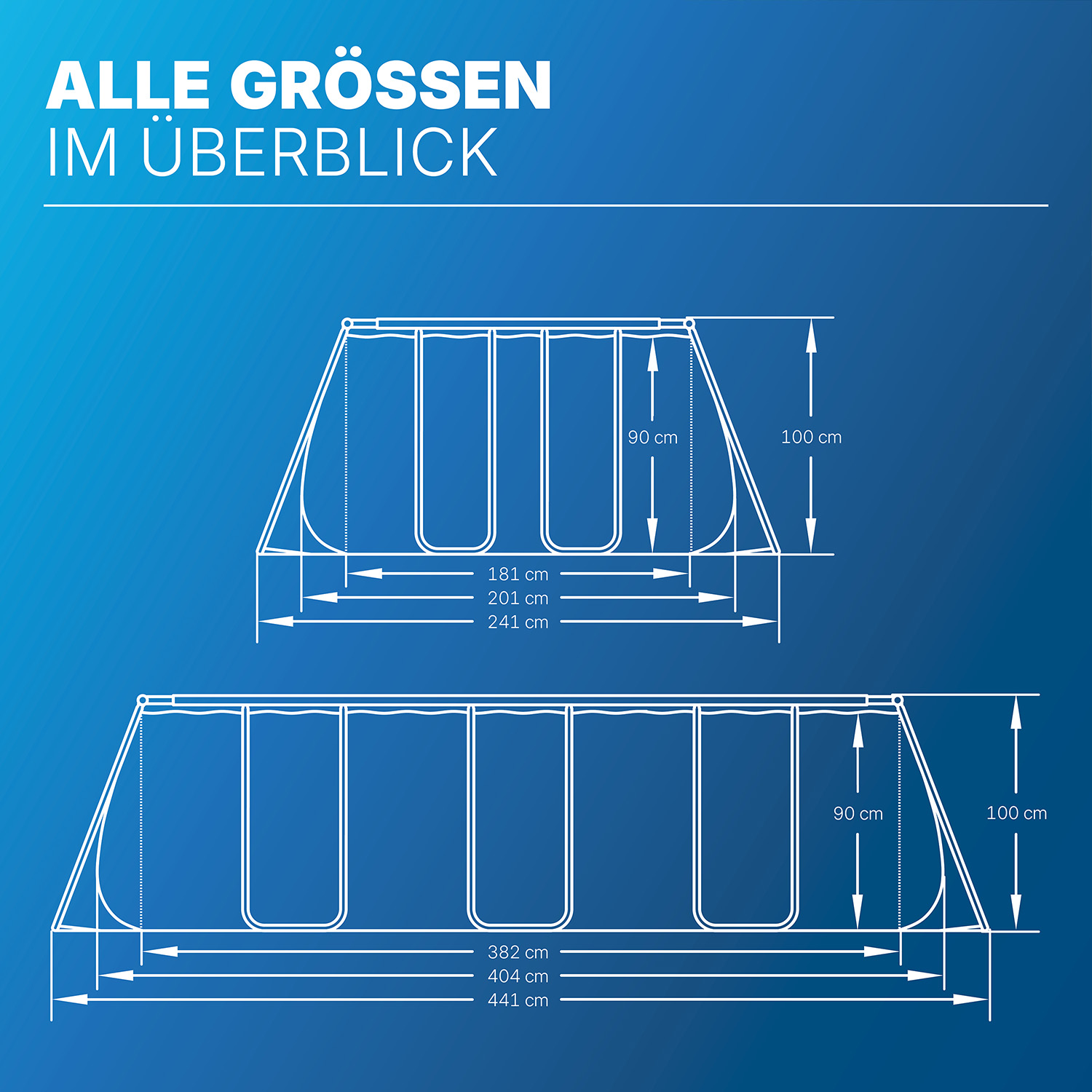 Power Steel™ Solo Pool ohne Zubehör 404 x 201 x 100 cm, grau, eckig