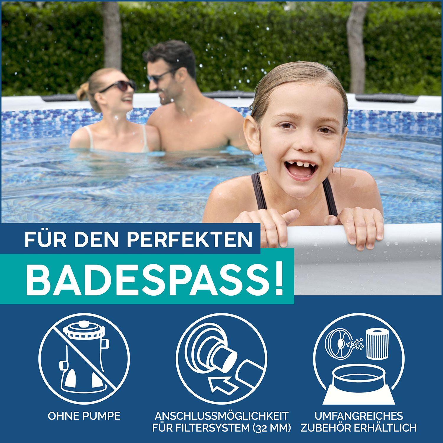 Steel Pro MAX™ Solo Pool ohne Zubehör Ø 457 x 122 cm, lichtgrau, rund 