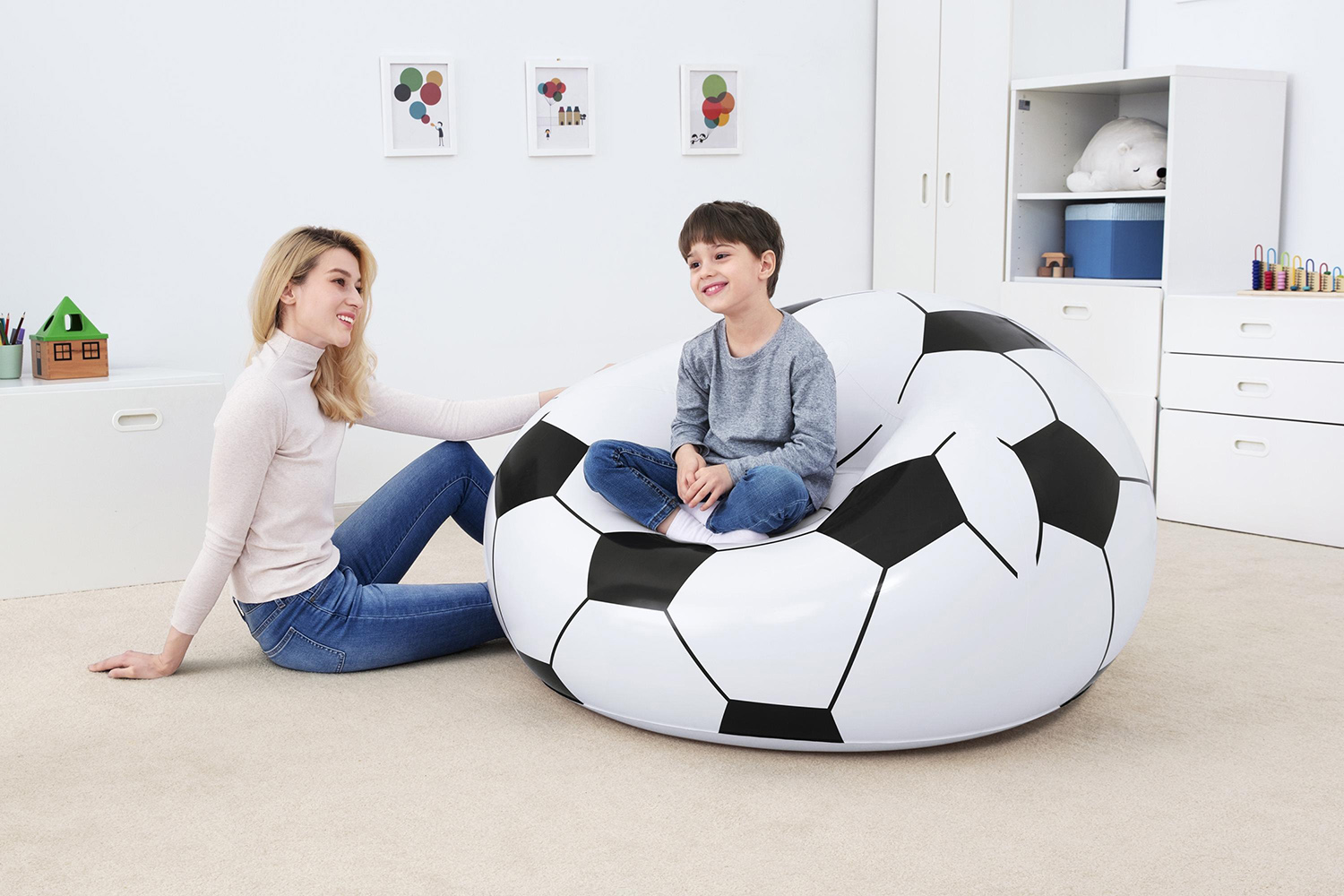 Up, In & Over™ 45" x 44" x 26"/1.14m x 1.12m x 66cm Beanless Soccer Ball Chair