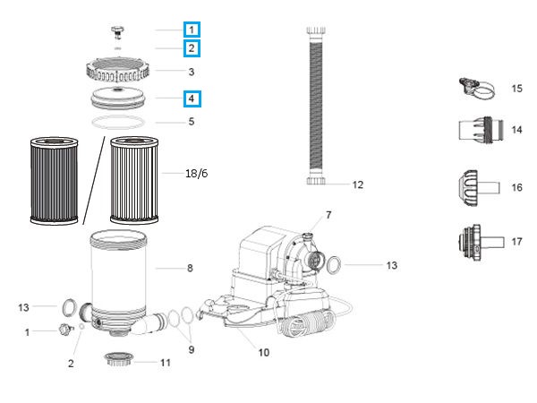 Bestway® Spare Part Set (filter cover, vent valve, gasket) for Flowclear™ filter unit  (58391)