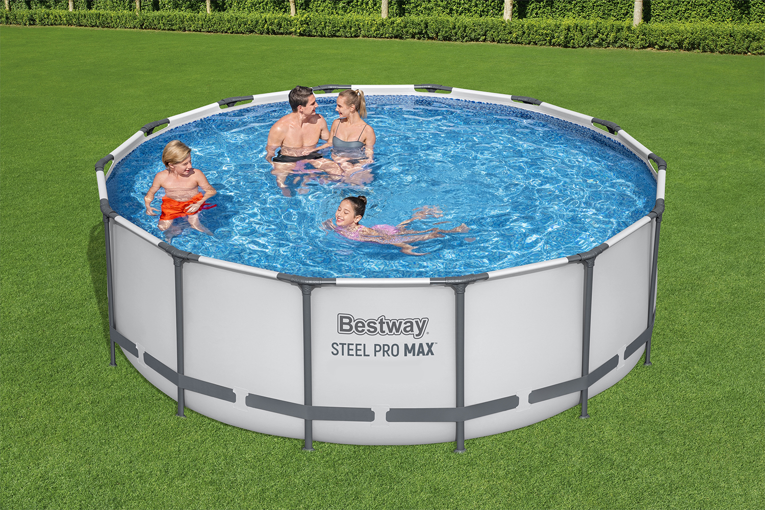 Steel Pro MAX™ Frame Pool Komplett Set mit Filterpumpe Ø 427 x 122 cm, lichtgrau, rund