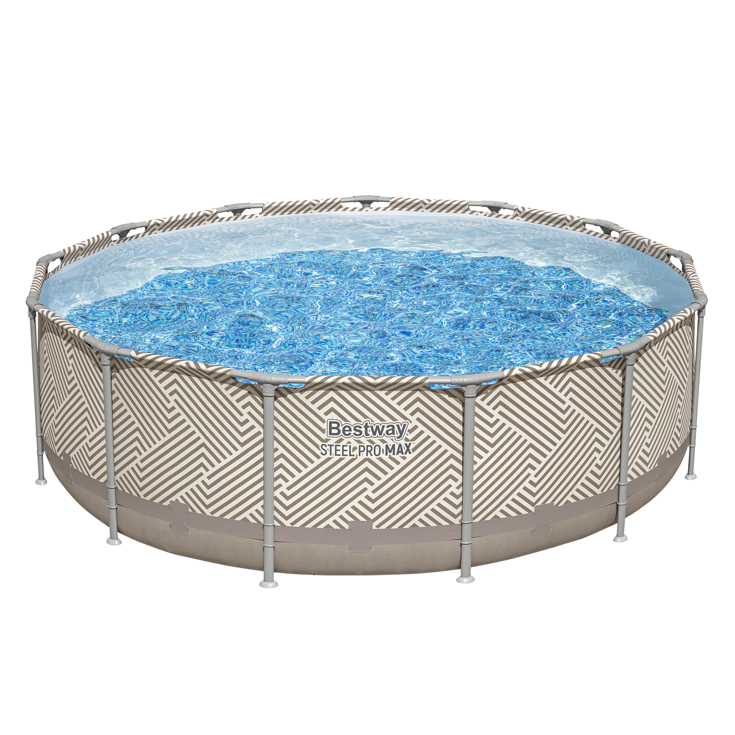 Steel Pro MAX™ Frame Pool Komplett Set mit Filterpumpe Ø 396 x 107 cm, Op Art-Design, rund