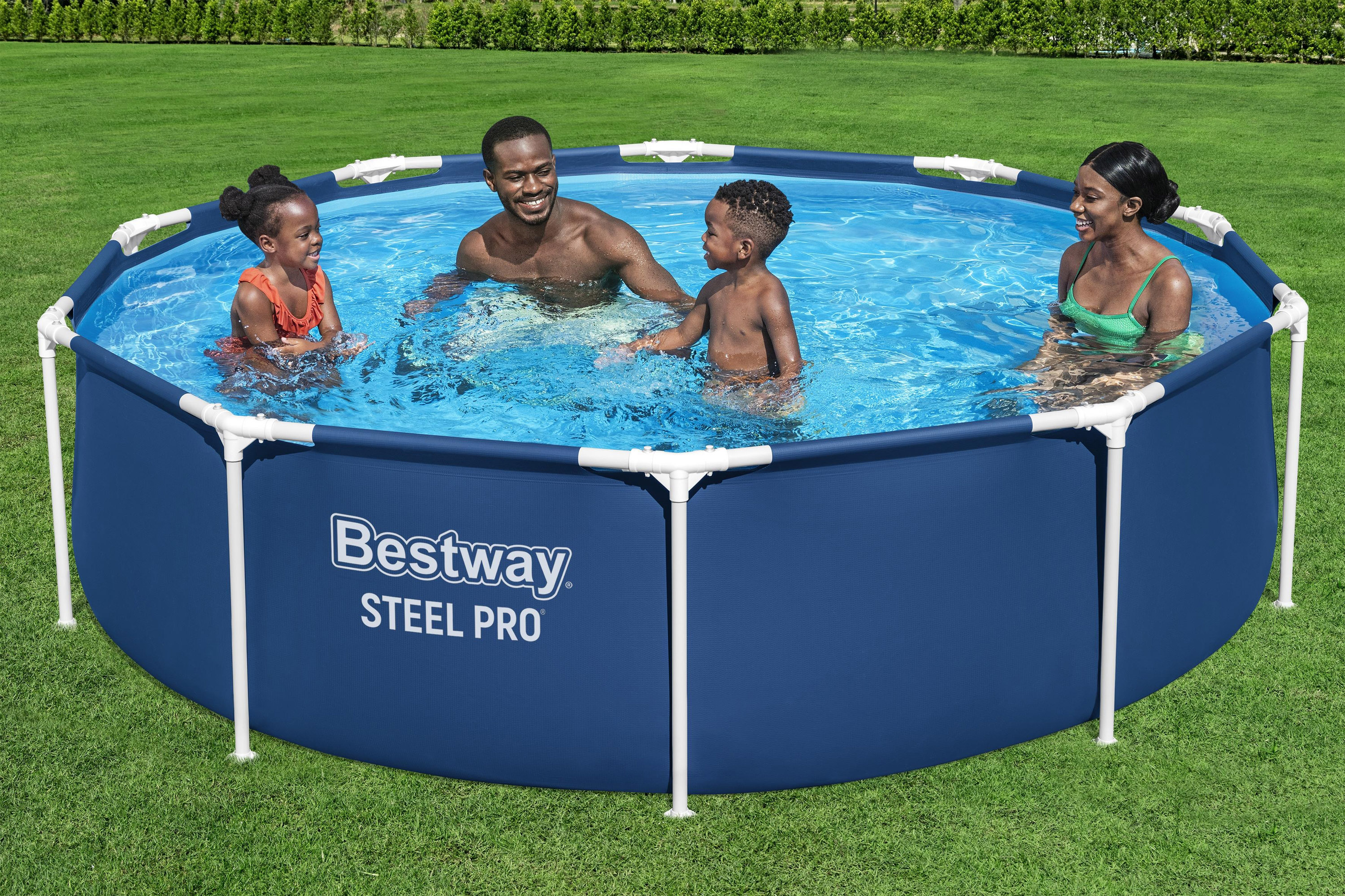 Steel Pro™ Frame Pool Set mit Filterpumpe Ø 305 x 76 cm, dunkelblau, rund