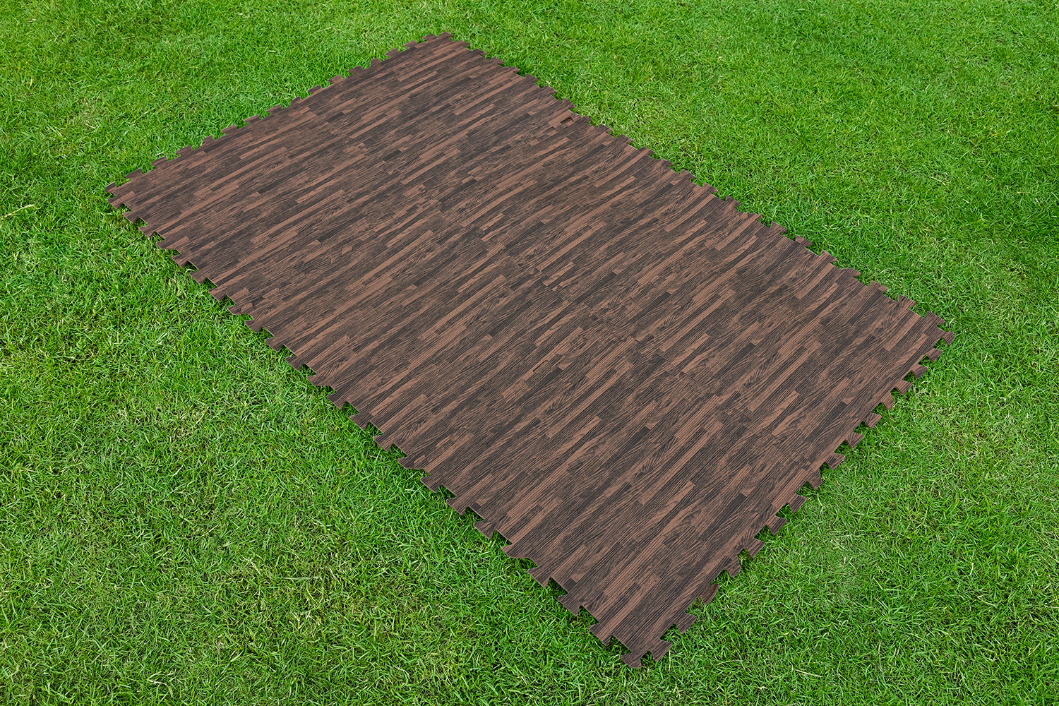 Pool Bodenschutzfliesen Set 12 Stück á 50 x 50 cm, Holz-Optik (Palisander)