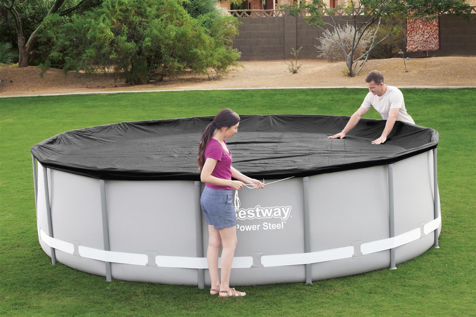 Flowclear™ PVC-Abdeckplane Ø 427 cm, schwarz, rund