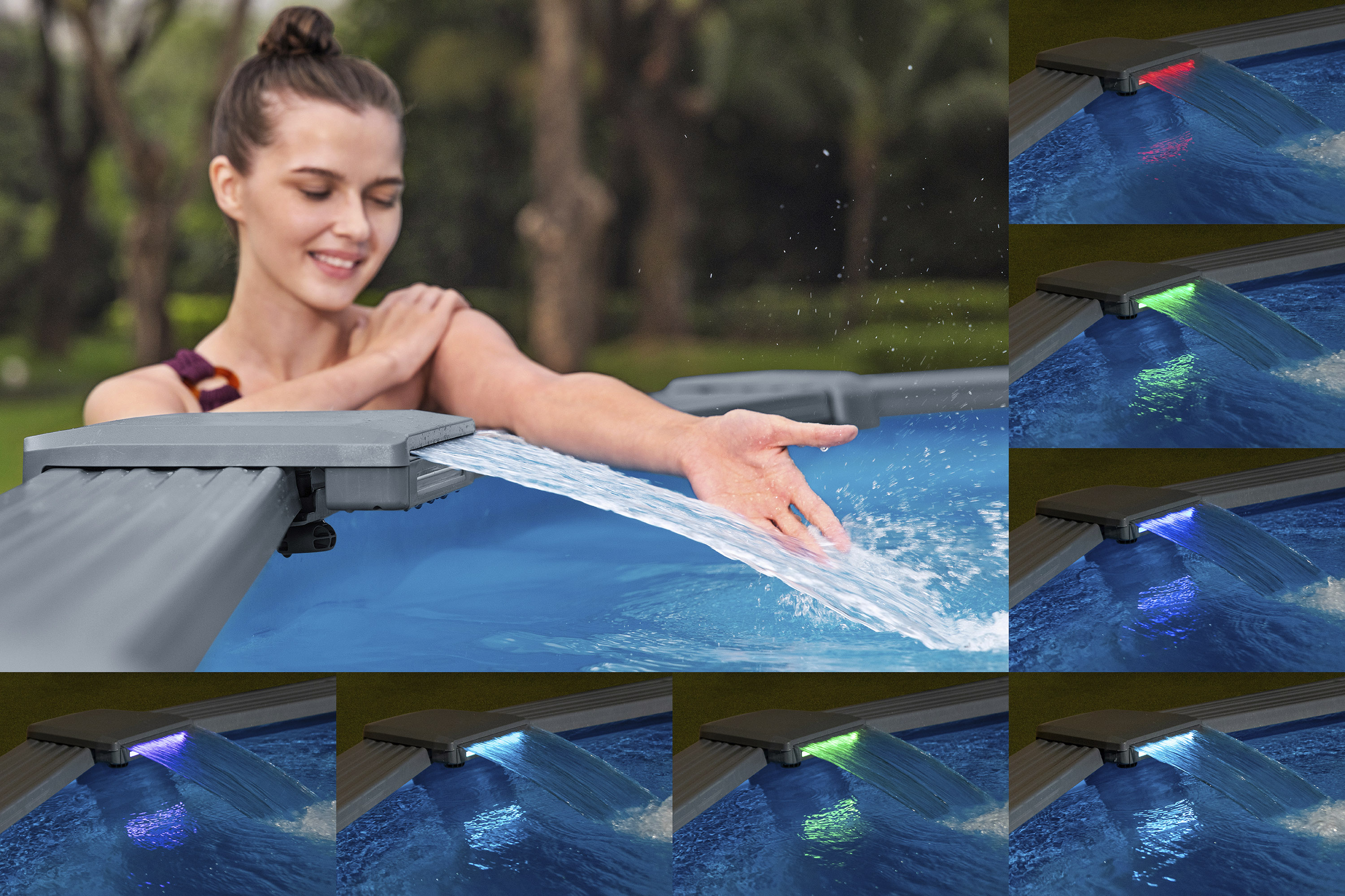 Hydrium™ Stahlwandpool Komplett Set mit Sandfilteranlage Ø 732 x 132 cm, Holz Optik (Grau), rund