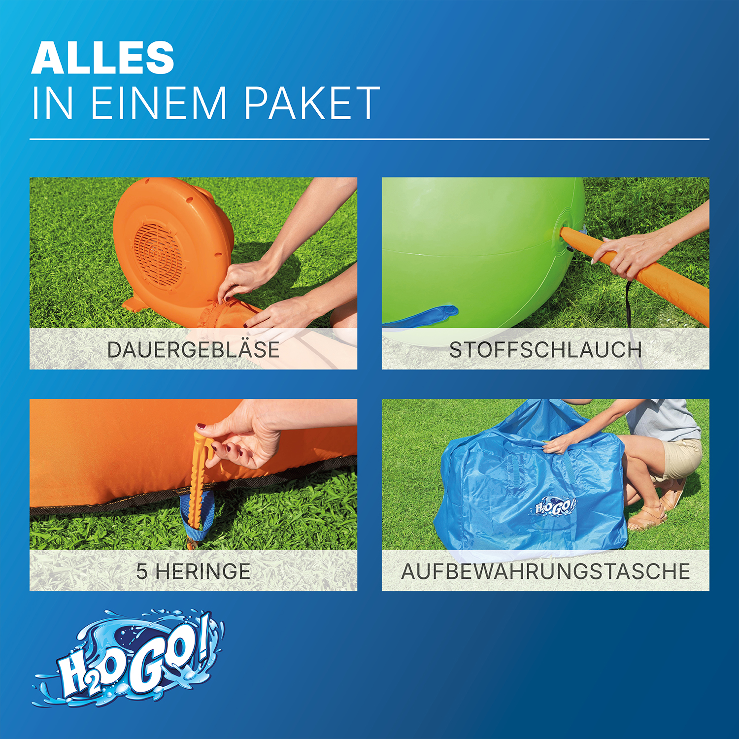 H2OGO! Wasserpark Dodge & Drench mit Dauergebläse 450 x 450 x 268 cm