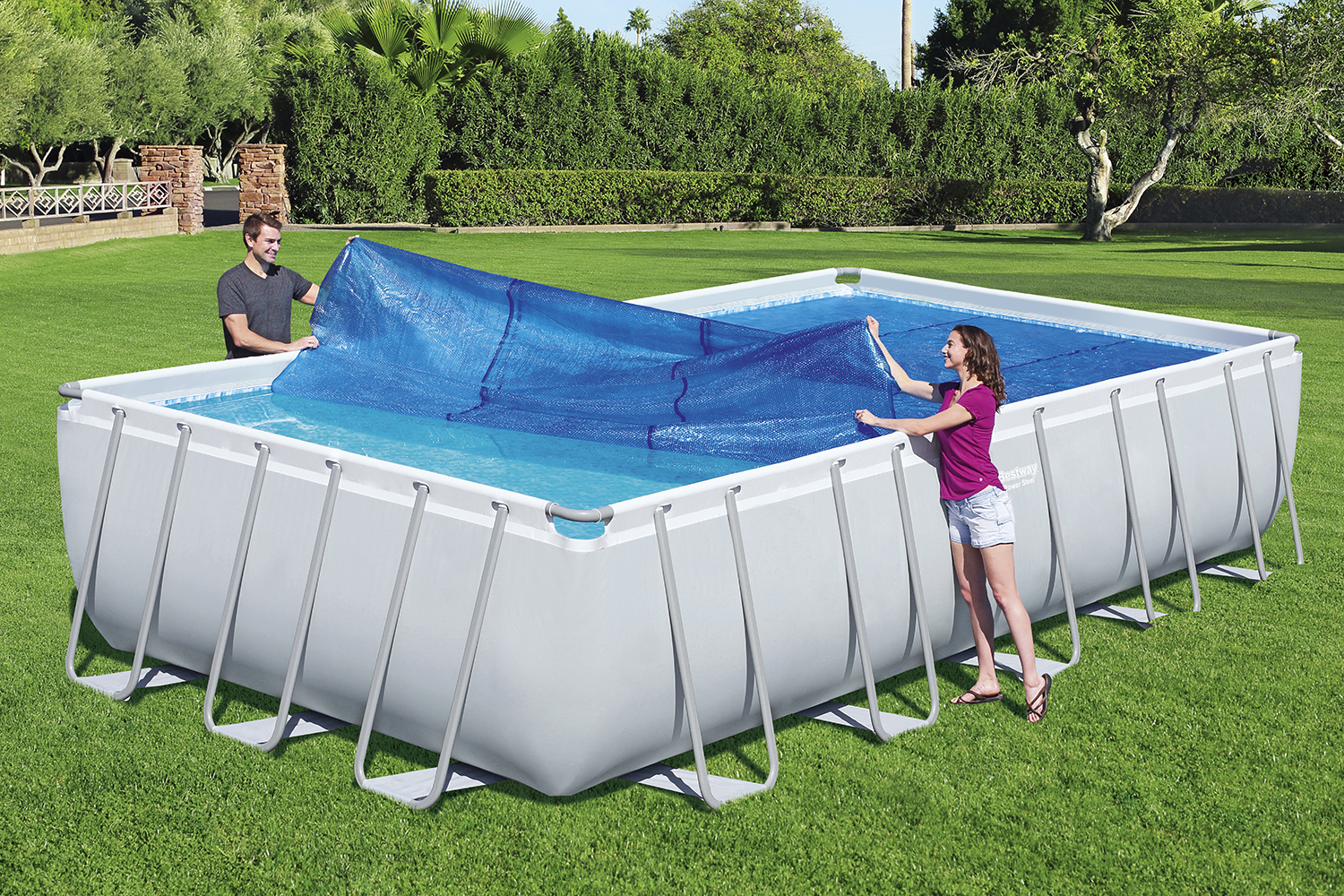 PE Solarabdeckplane 703 x 336 cm, blau, eckig