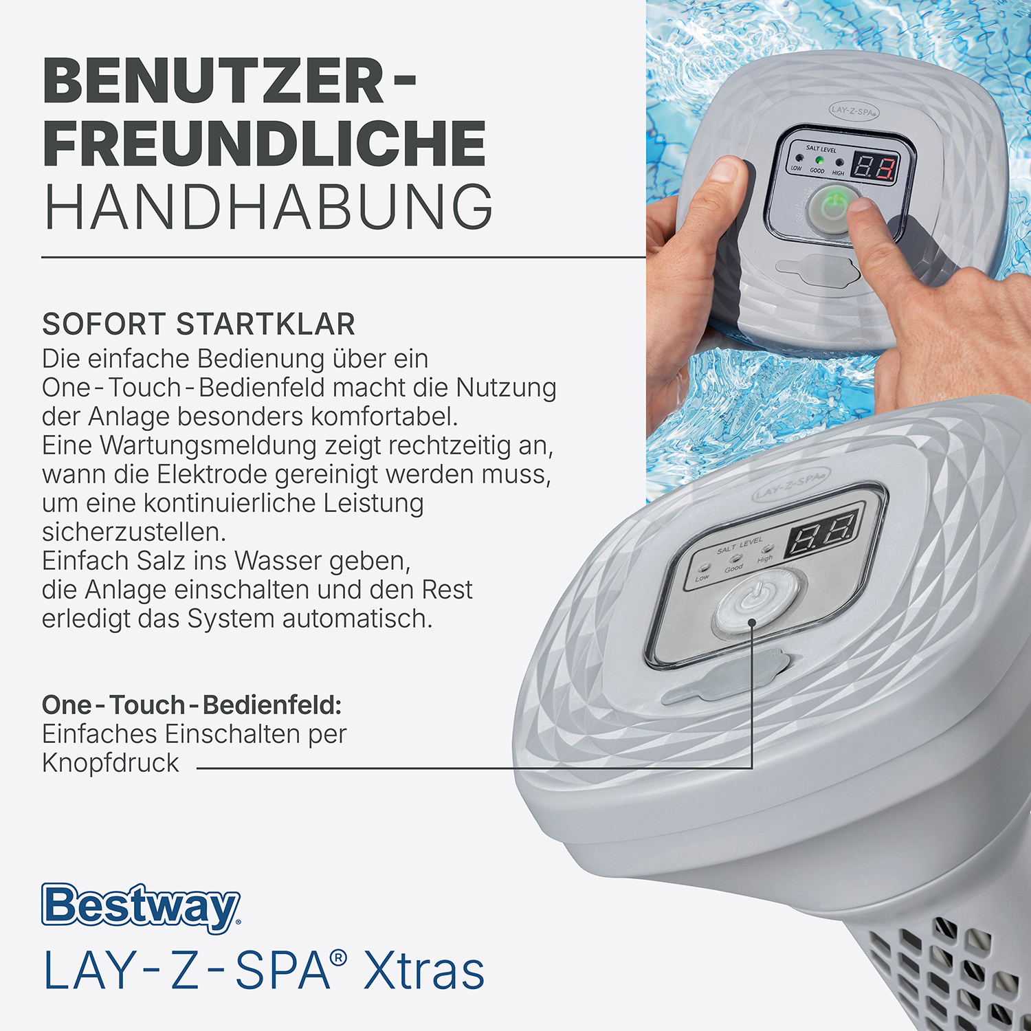 LAY-Z-SPA® Xtras schwimmende, akkubetriebene Salzwasseranlage 0,5 g/ h LAY-Z-SPA® Xtras schwimmende, akkubetriebene Salzwasseranlage 0,5 g/ h