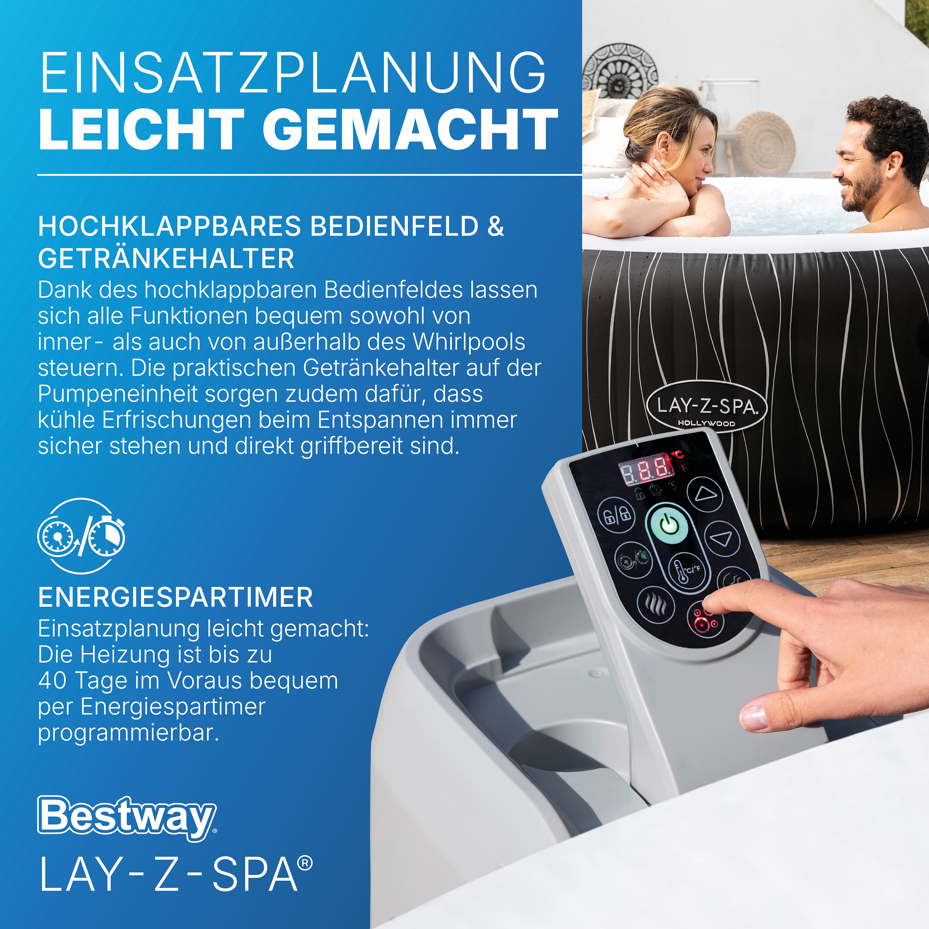 LAY-Z-SPA® LED Whirlpool Hollywood AirJet™ Ø 196 x 66 cm, rund