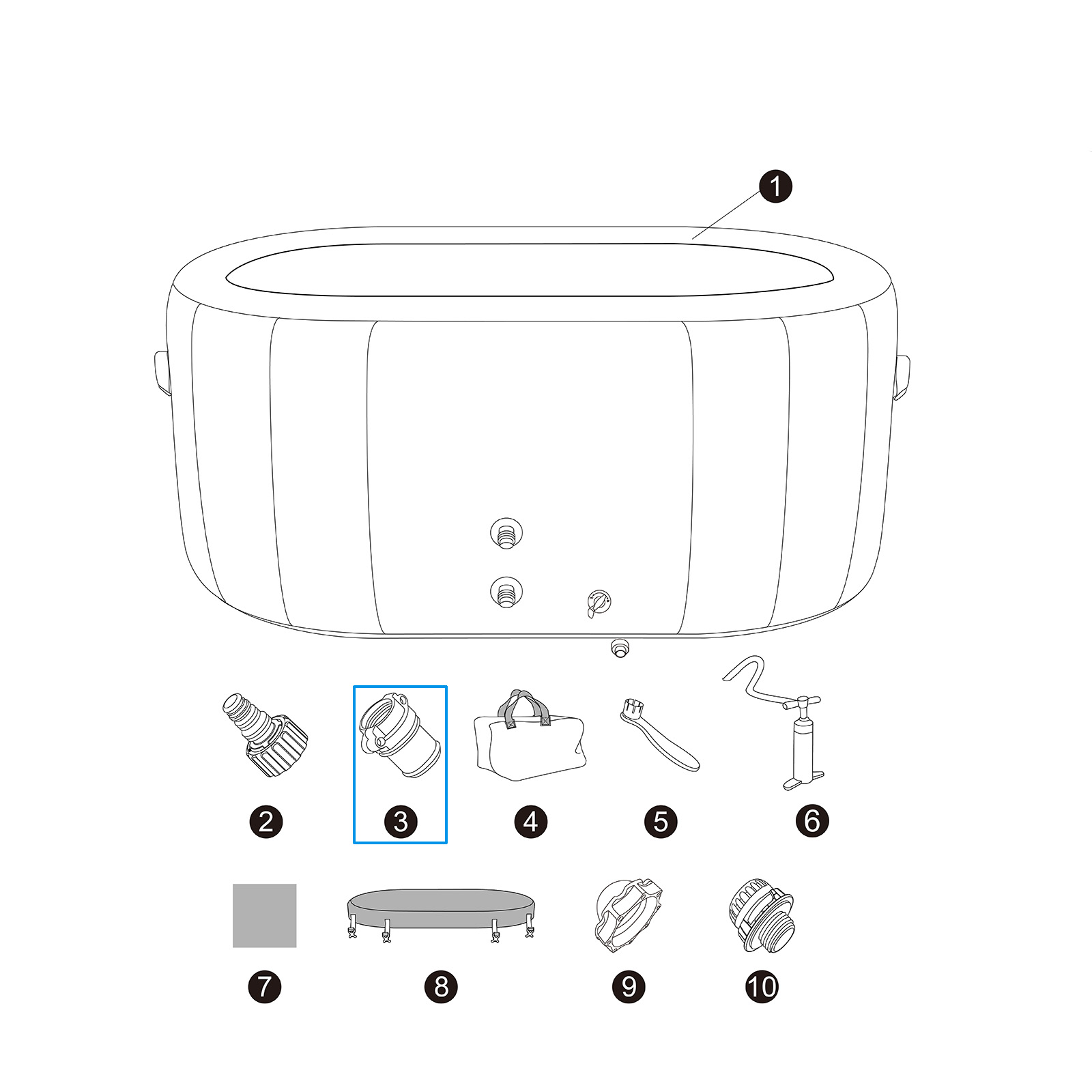 Bestway® Ersatzteil Schlauchadapter für für Bestway® LAY-Z-SPA® Eisbad Glacial Dip™ 152x92x71cm
