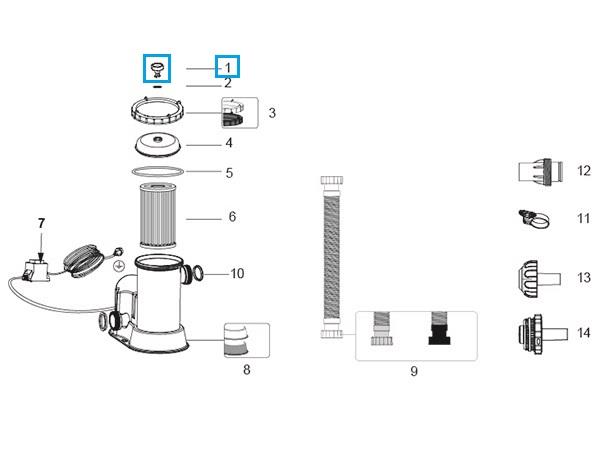 Bestway® Spare Part Vent valve (set with gasket) for Flowclear™ filter units (2018 / 2019)
