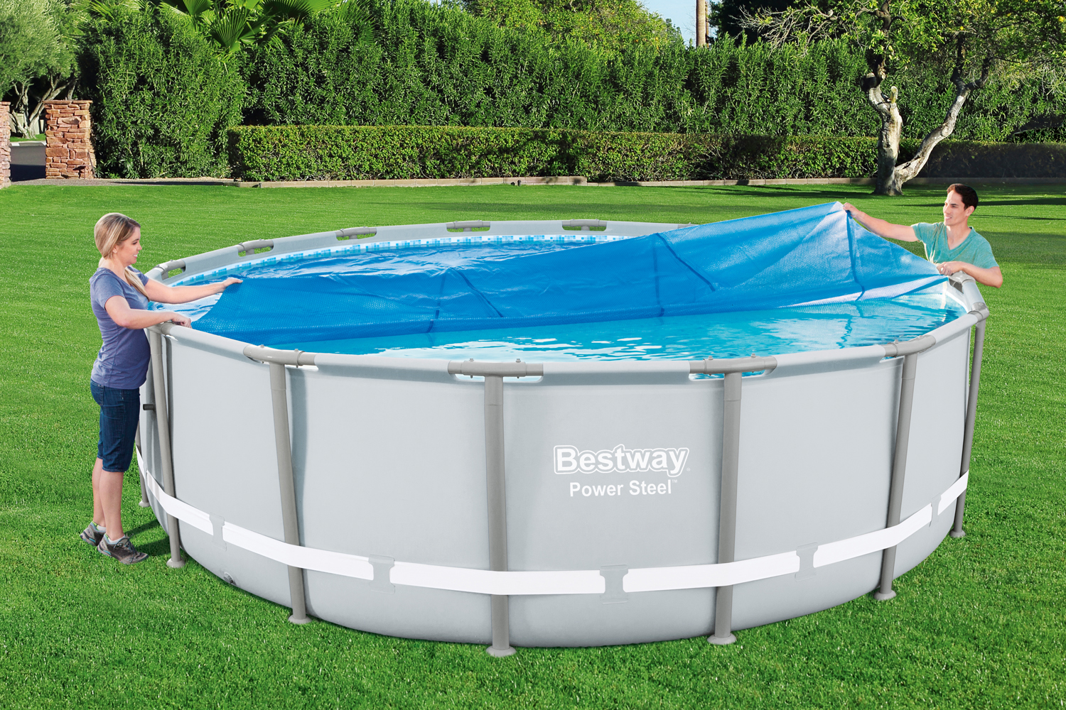 PE-Solarabdeckplane Ø 462 cm, blau, rund