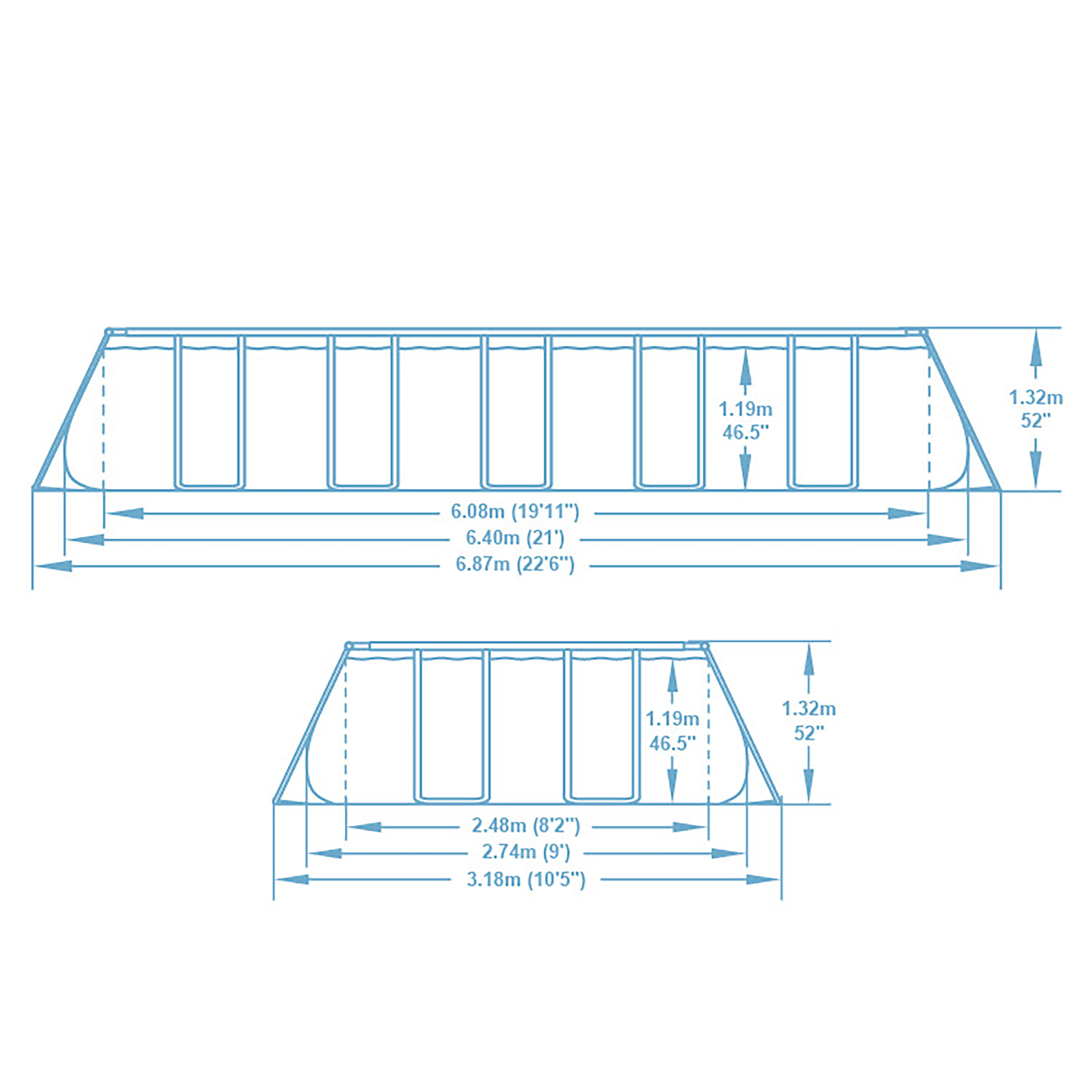 Steel Pro MAX™ Solo Pool ohne Zubehör 640 x 274 x 132 cm, grau, eckig